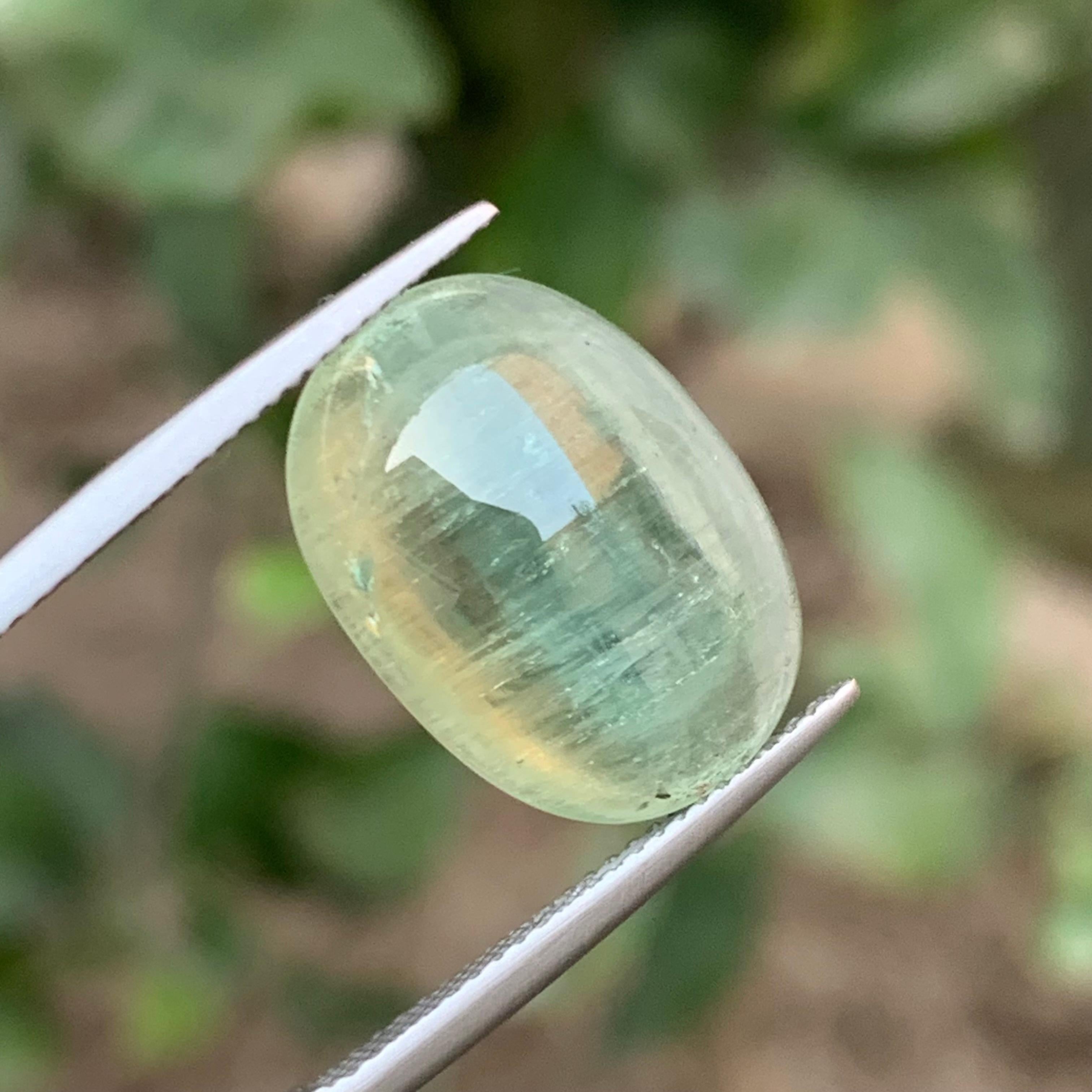 Natural Pale Green Beryl Ring Necklace Pendant Loose Gemstone Cabochon 13.10 Ct For Sale 3