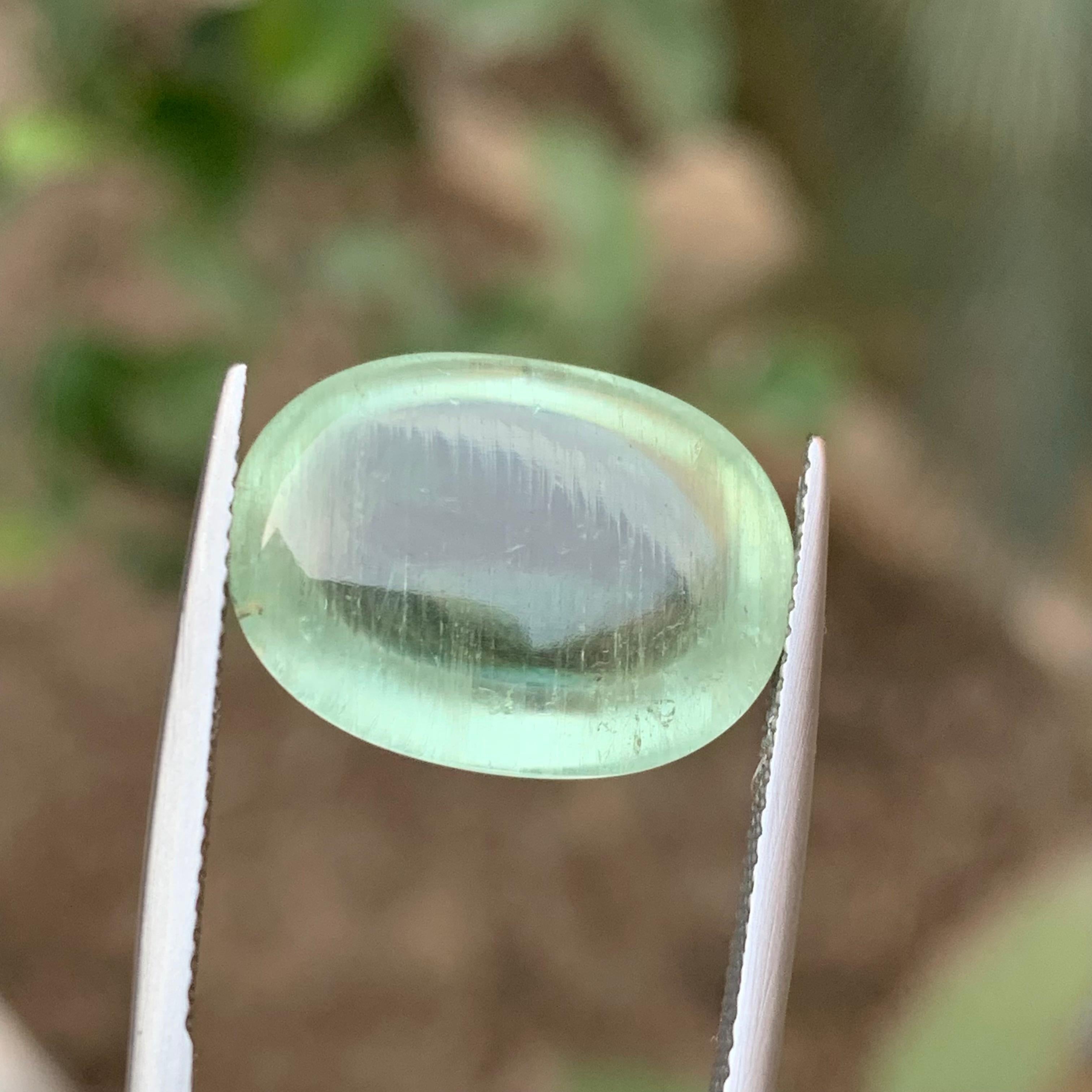 Natural Pale Green Beryl Ring Necklace Pendant Loose Gemstone Cabochon 13.10 Ct For Sale 4