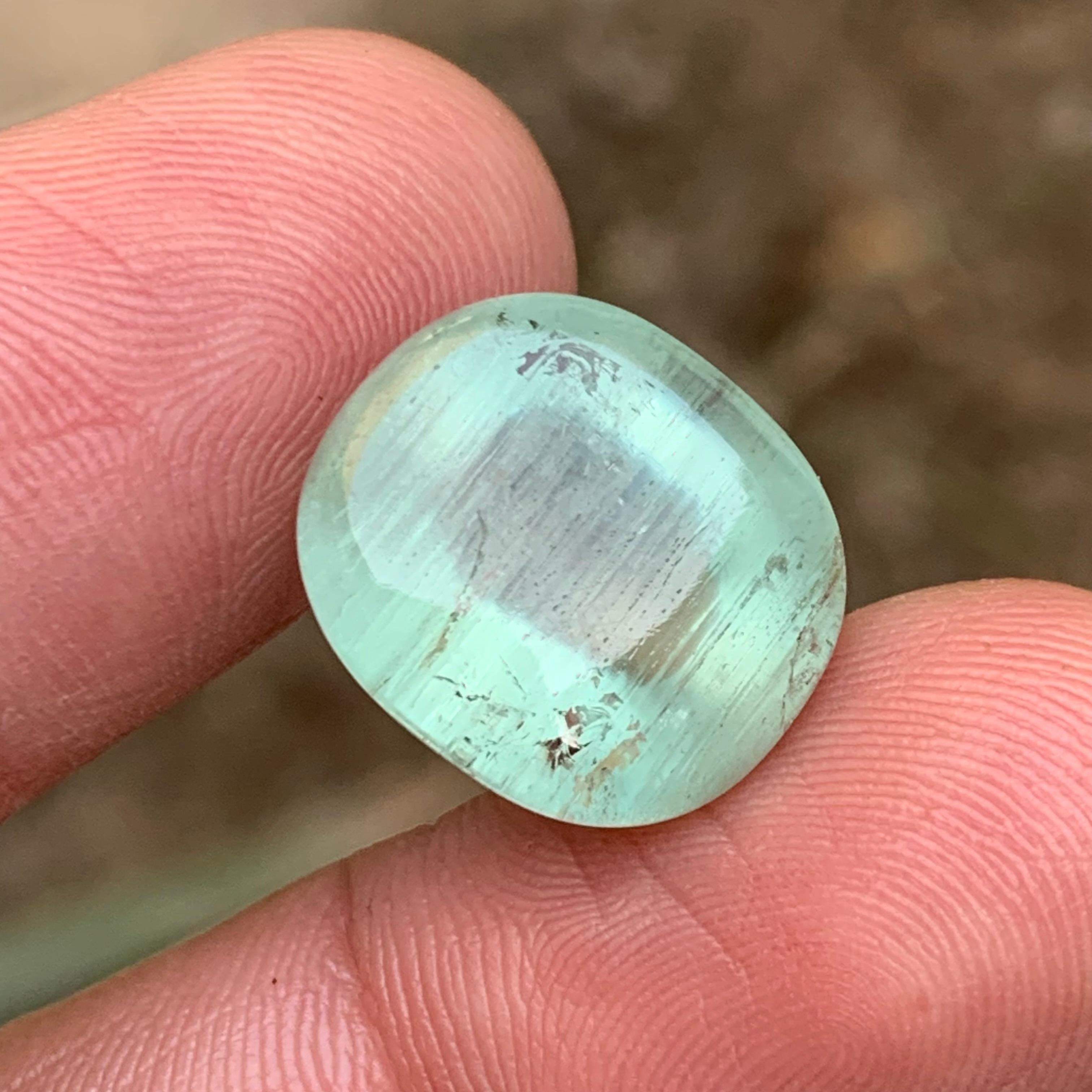 Women's or Men's Natural Pale Green Beryl Ring Necklace Pendant Loose Gemstone Cabochon 16.10 Ct For Sale