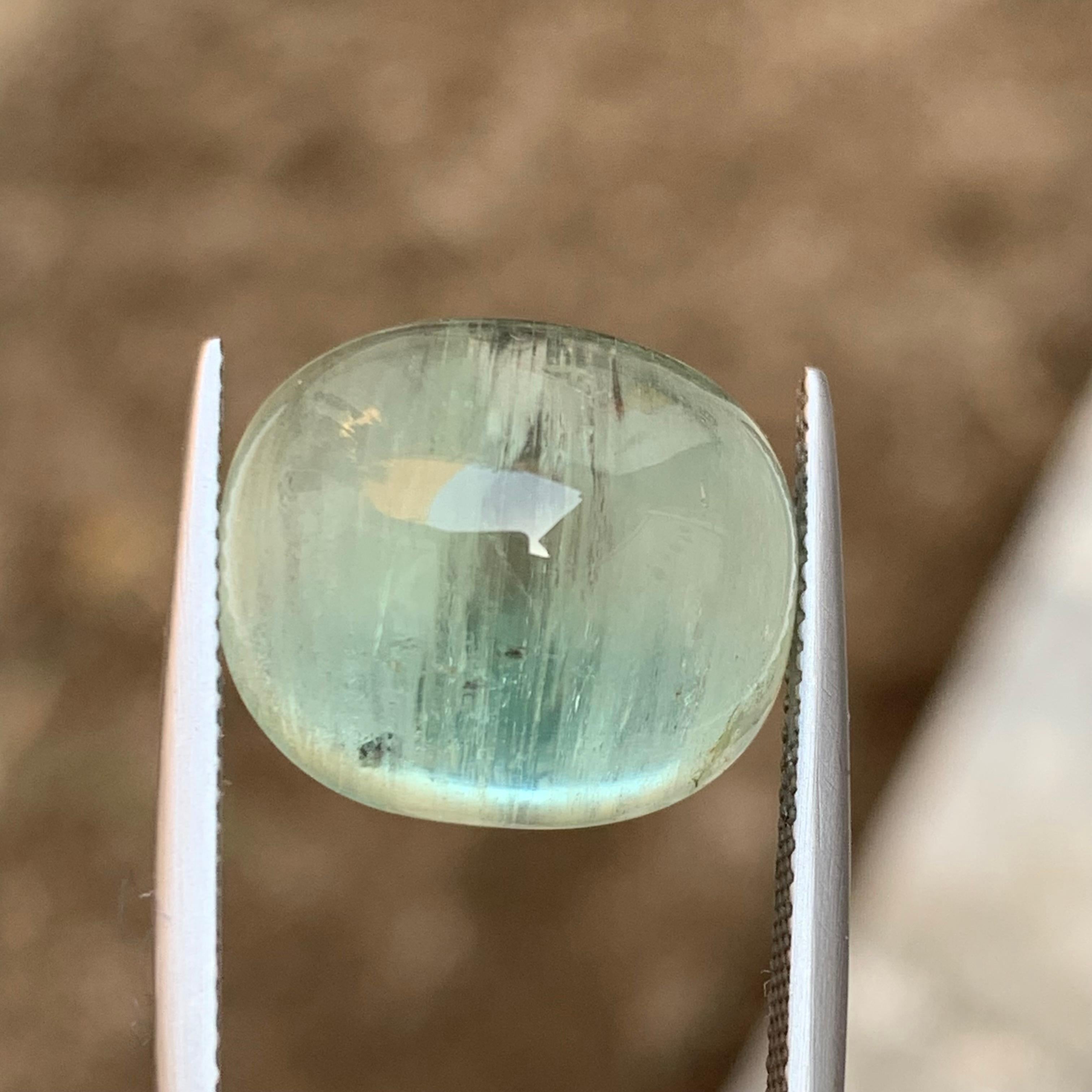 Natural Pale Green Beryl Ring Necklace Pendant Loose Gemstone Cabochon 16.10 Ct For Sale 2