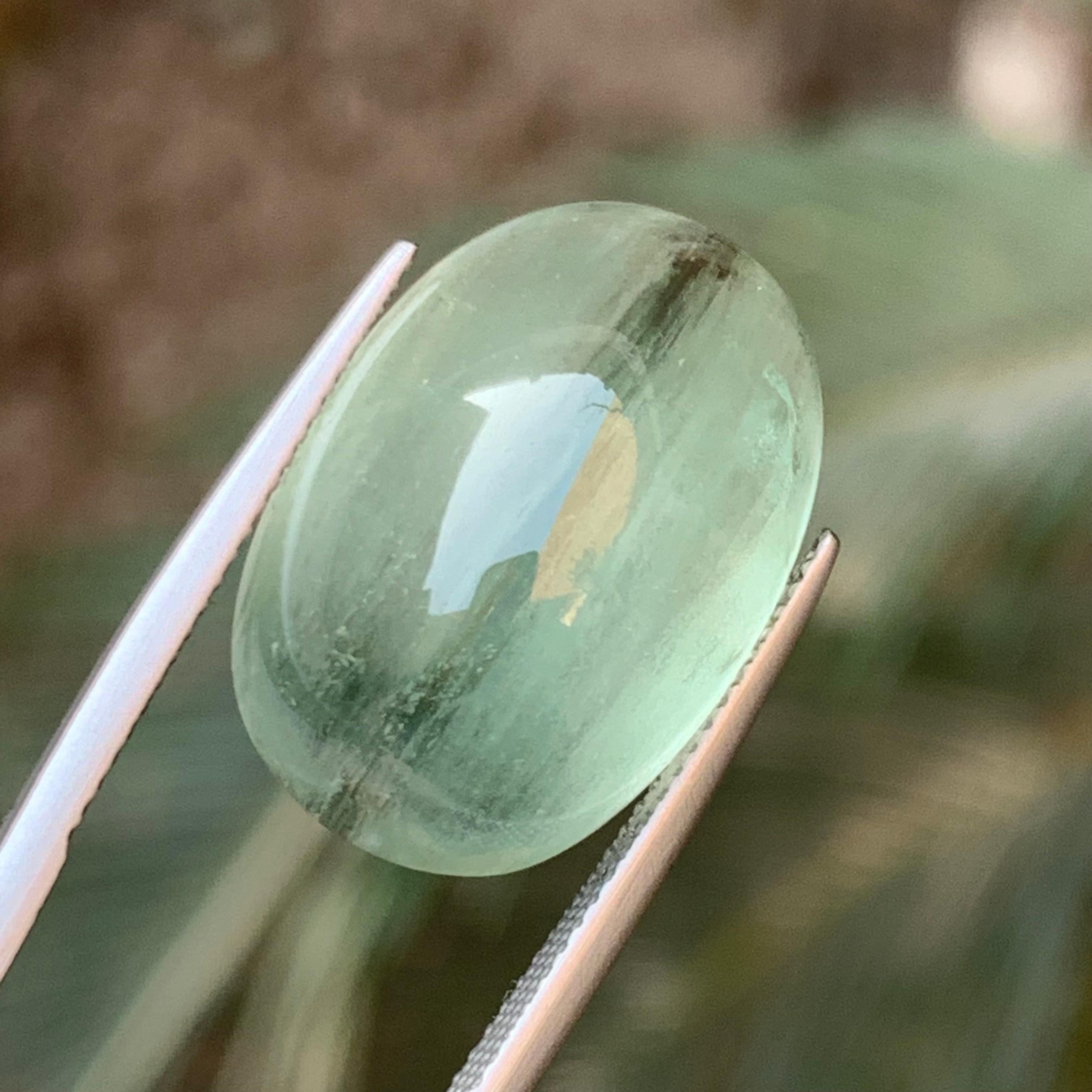 Contemporary Natural Pale Green Beryl Ring Necklace Pendant Loose Gemstone Cabochon 28.45 Ct For Sale