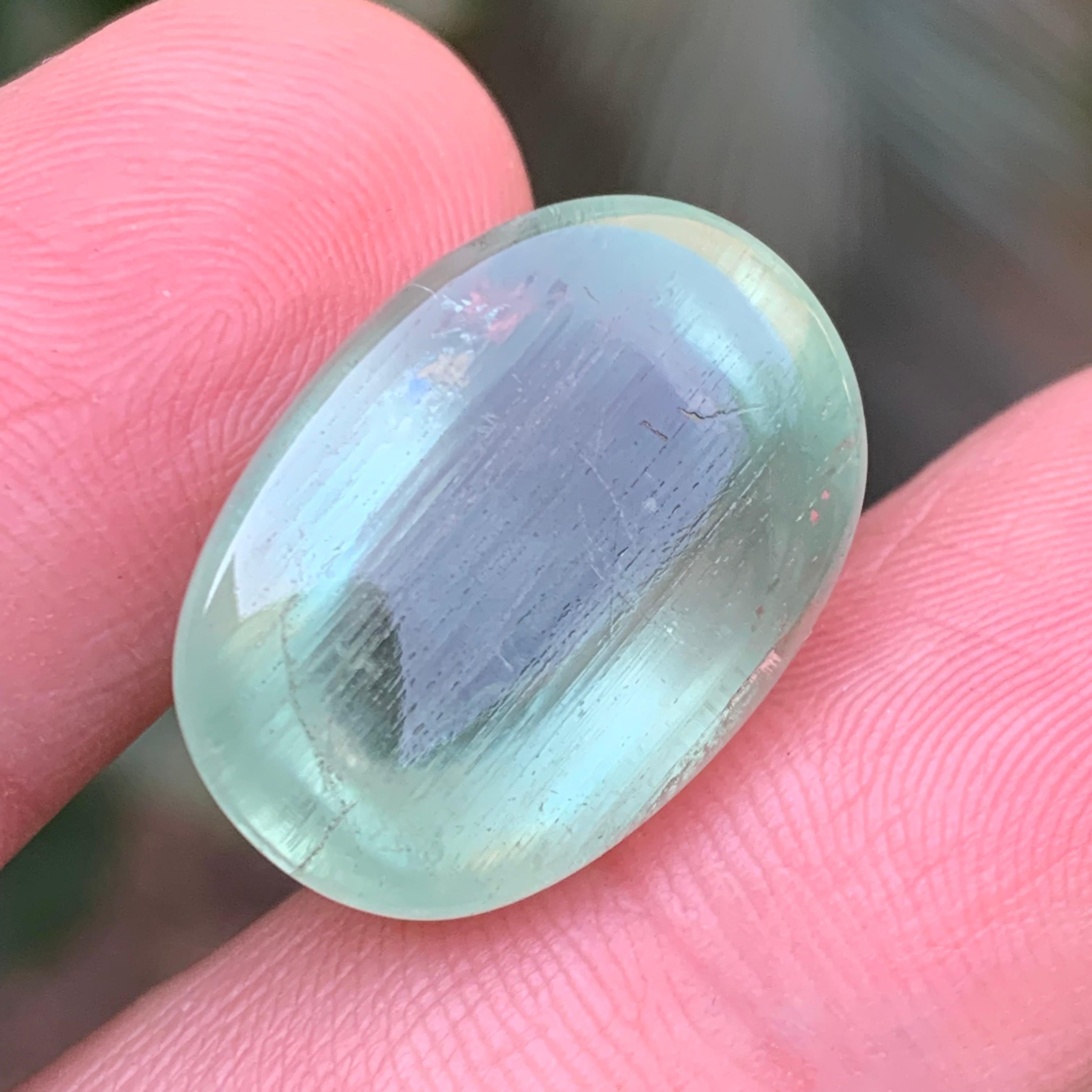 Natural Pale Green Beryl Ring Necklace Pendant Loose Gemstone Cabochon 28.45 Ct For Sale 2