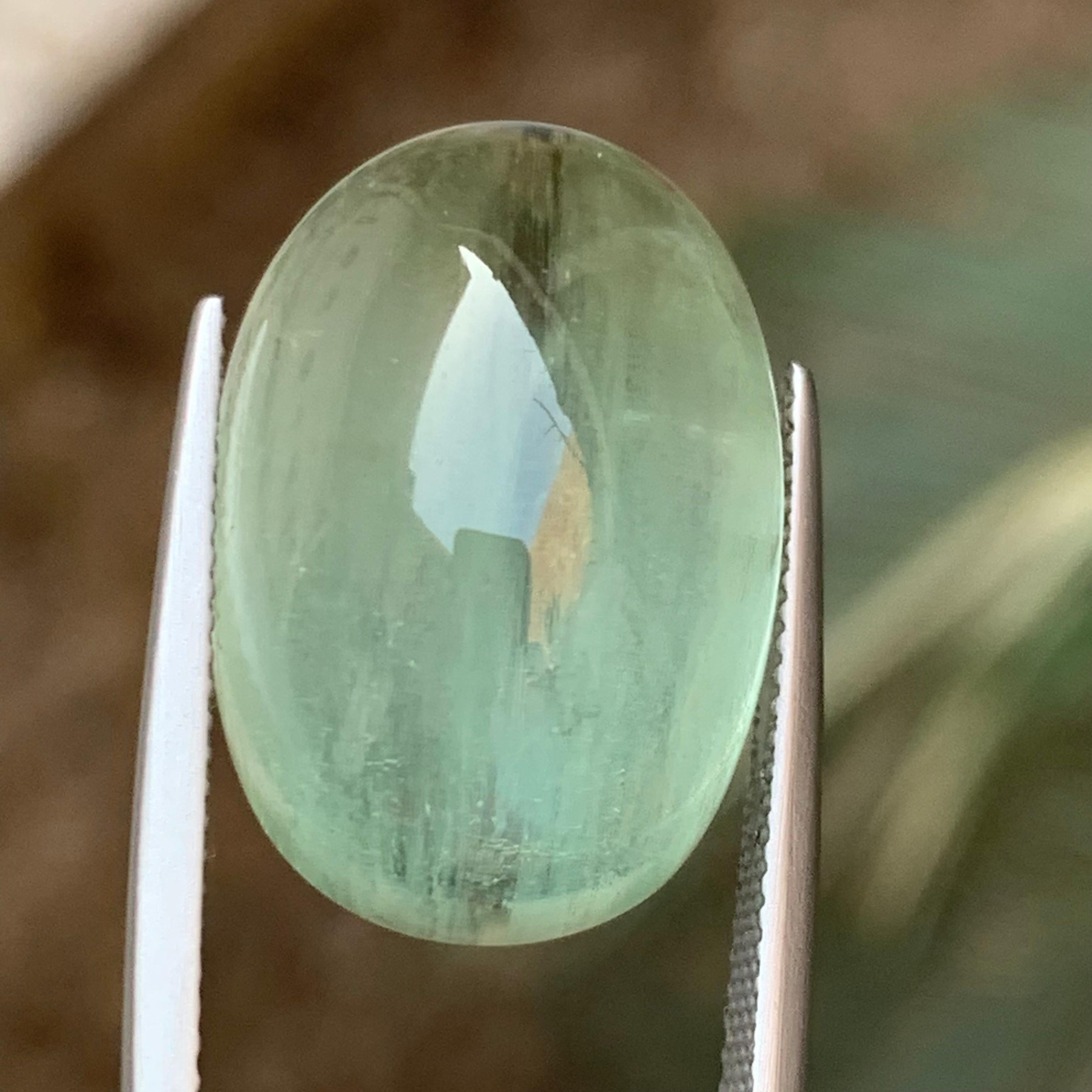 Natural Pale Green Beryl Ring Necklace Pendant Loose Gemstone Cabochon 28.45 Ct For Sale 3