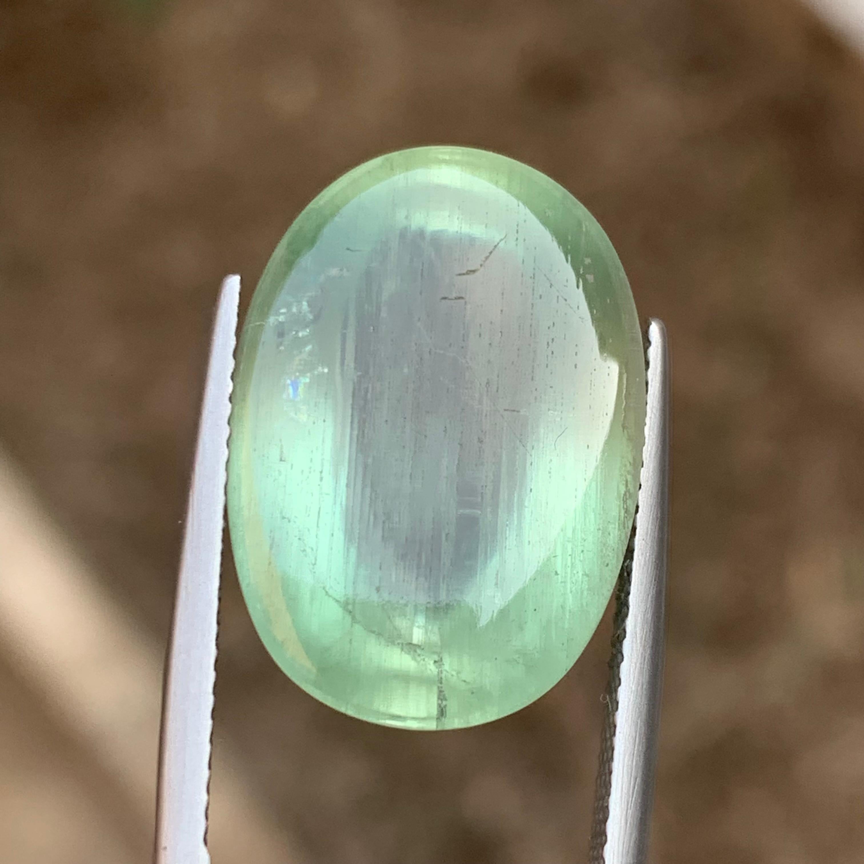 Natural Pale Green Beryl Ring Necklace Pendant Loose Gemstone Cabochon 28.45 Ct For Sale 4
