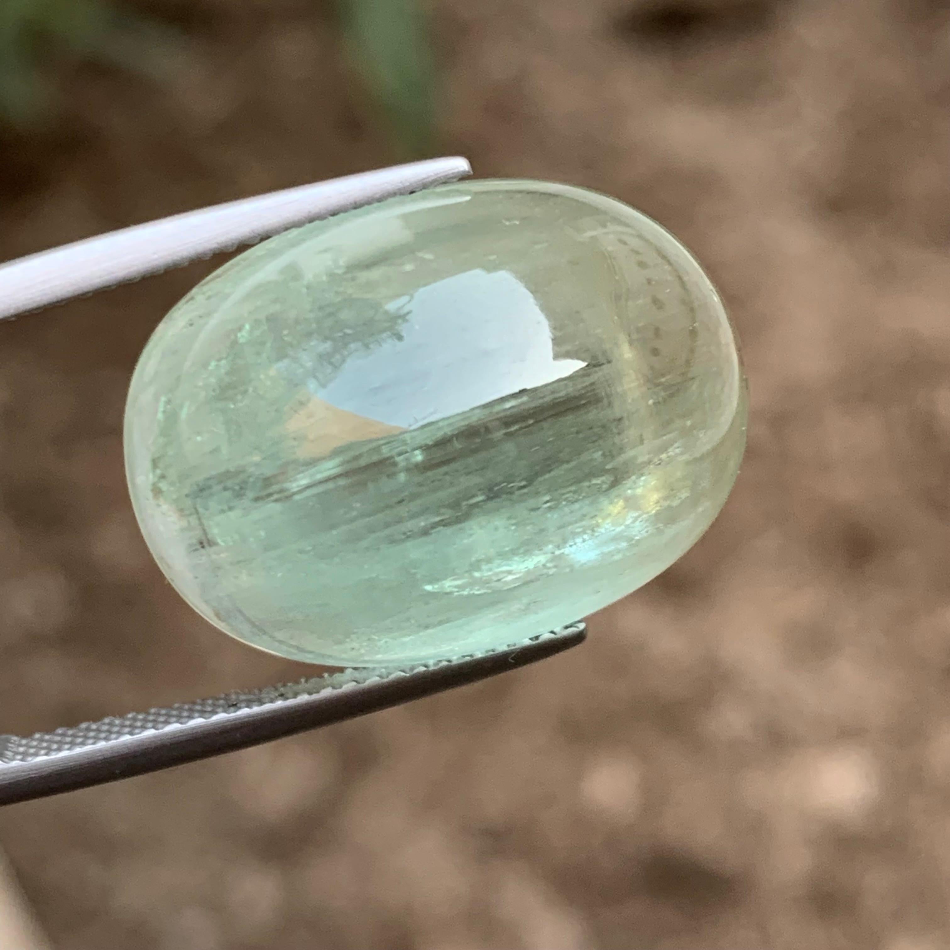 Contemporary Natural Pale Green Beryl Ring Necklace Pendant Loose Gemstone Cabochon 32.30 Ct For Sale