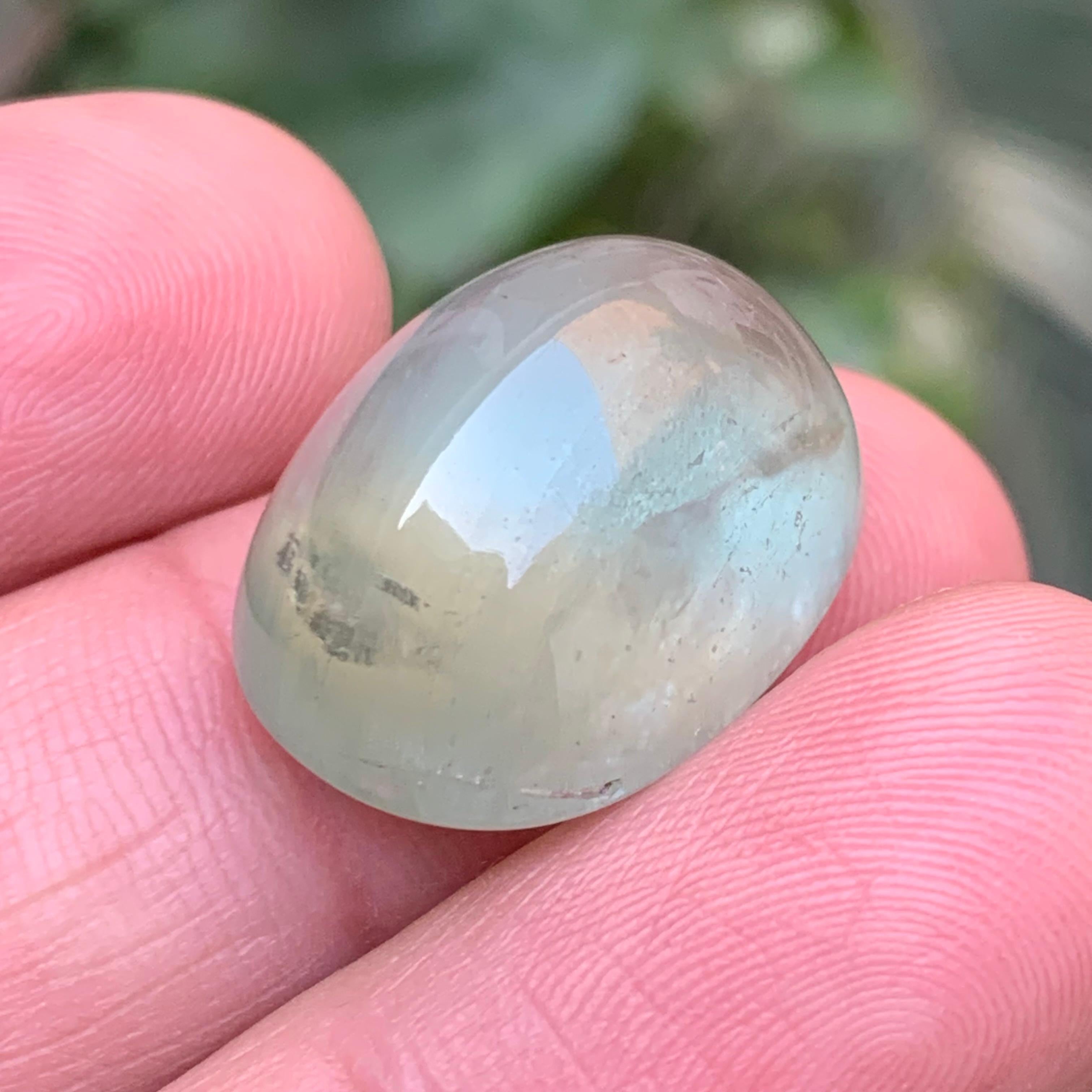 Women's or Men's Natural Pale Green Beryl Ring Necklace Pendant Loose Gemstone Cabochon 32.30 Ct For Sale