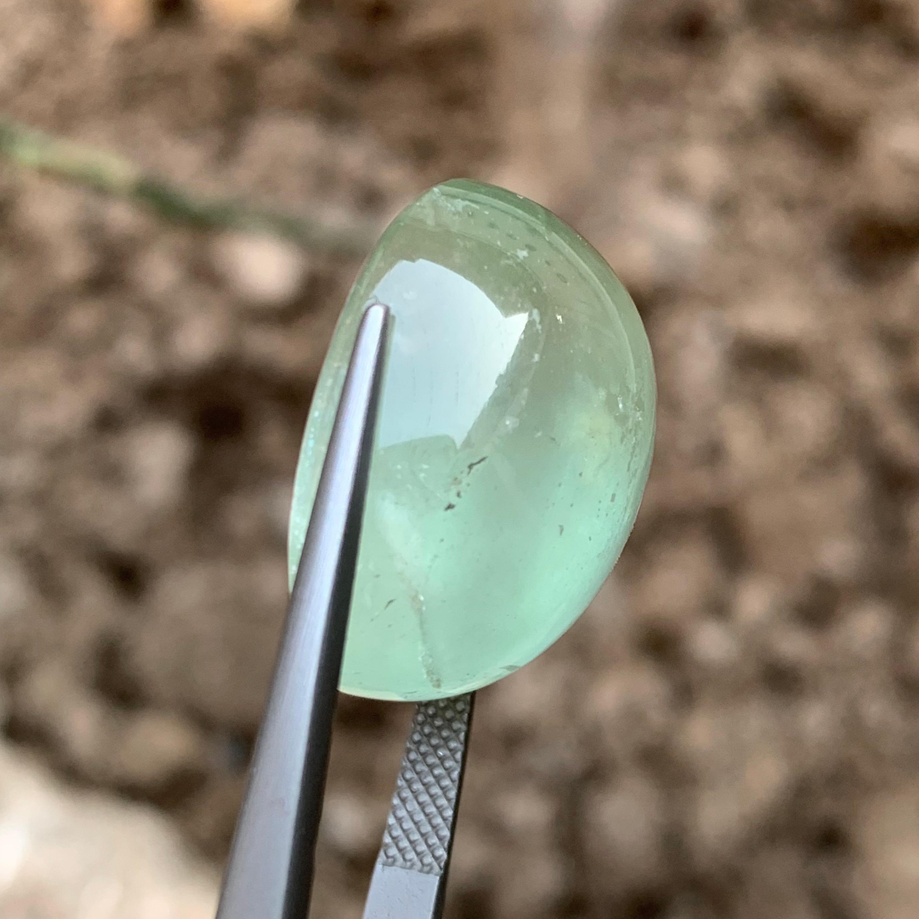 Natural Pale Green Beryl Ring Necklace Pendant Loose Gemstone Cabochon 32.30 Ct For Sale 2