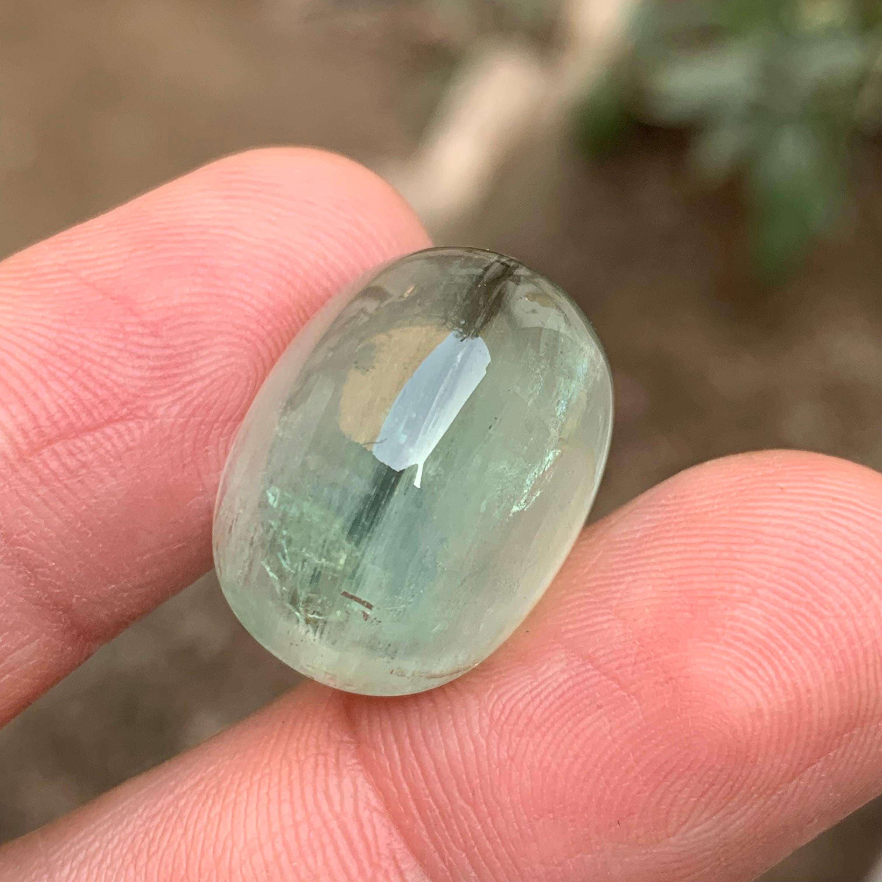 Natural Pale Green Beryl Ring Necklace Pendant Loose Gemstone Cabochon 32.30 Ct For Sale 4