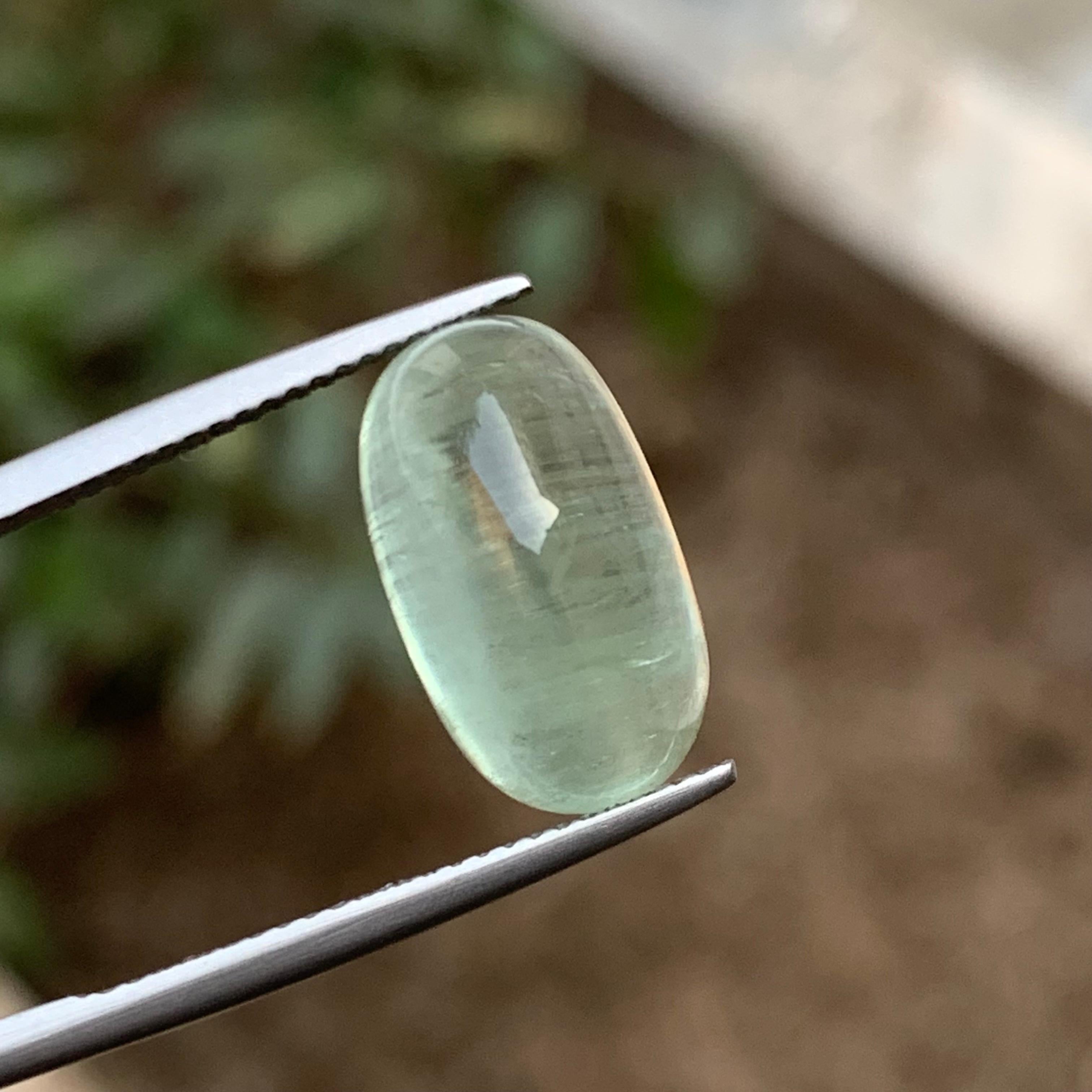 Natural Pale Green Beryl Ring Necklace Pendant Loose Gemstone Cabochon 9 Carat For Sale 6