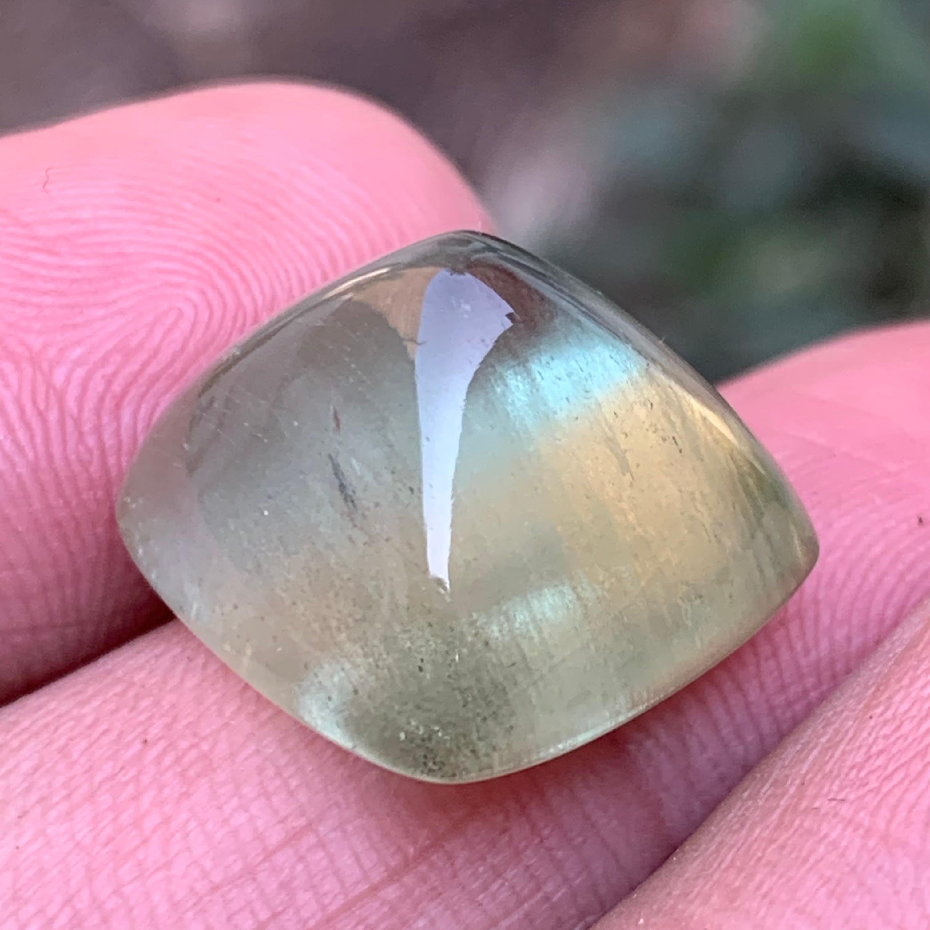 Pale Green Natural Beryl Loose Gemstone Sugarloaf Cabochon with cat’s eye effect perfect for Ring, Pendant, Bracelet or any other Jewelry Settings!!

💎 GEMSTONE TYPE: Beryl
⚖️ WEIGHT: 23.05 Carats
🪚 SHAPE & CUT: Sugarloaf Cabochon Cut
📏 SIZE