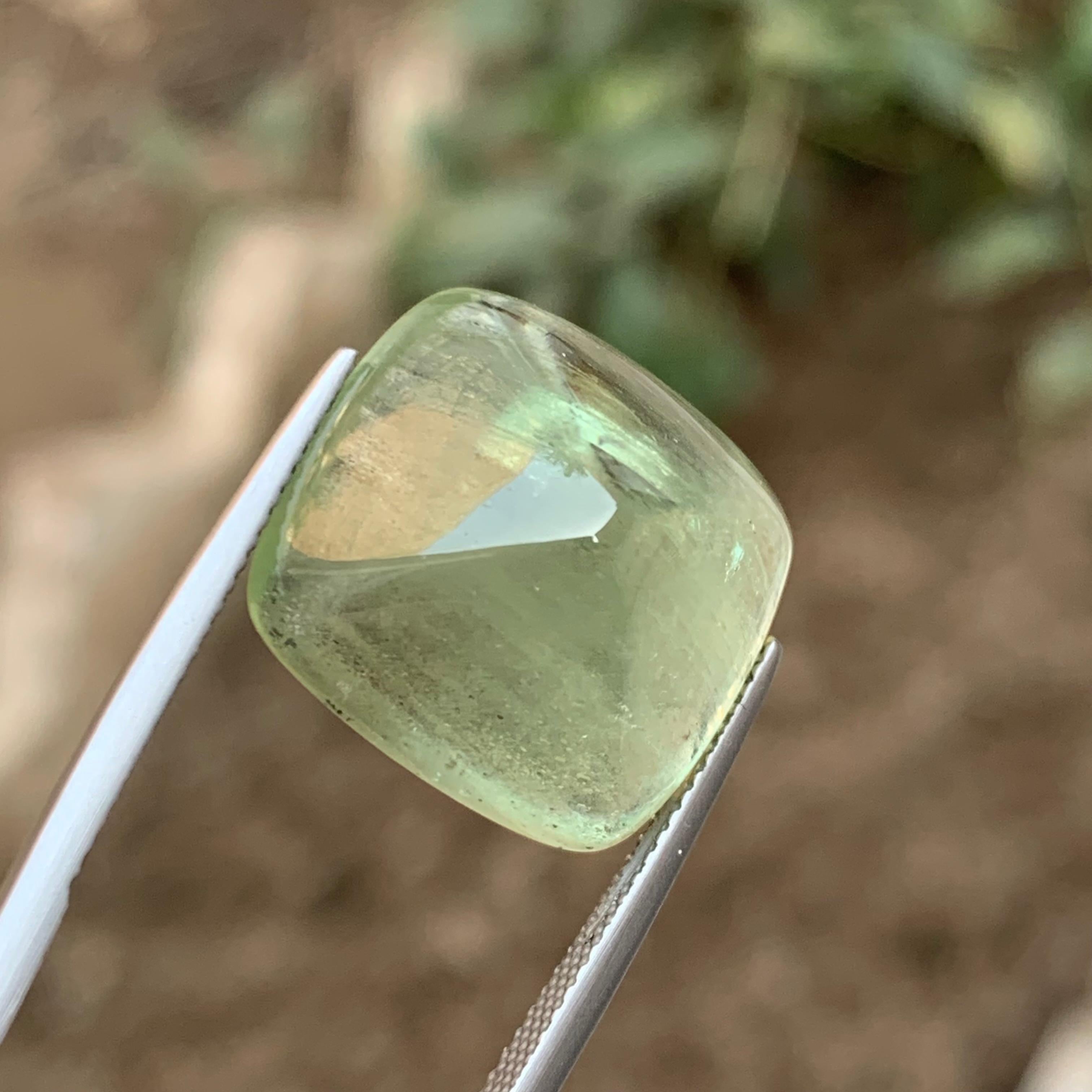 Contemporary Natural Pale Green Beryl Ring Pendant Loose Gemstone Sugarloaf Cabochon 23.05Ct For Sale