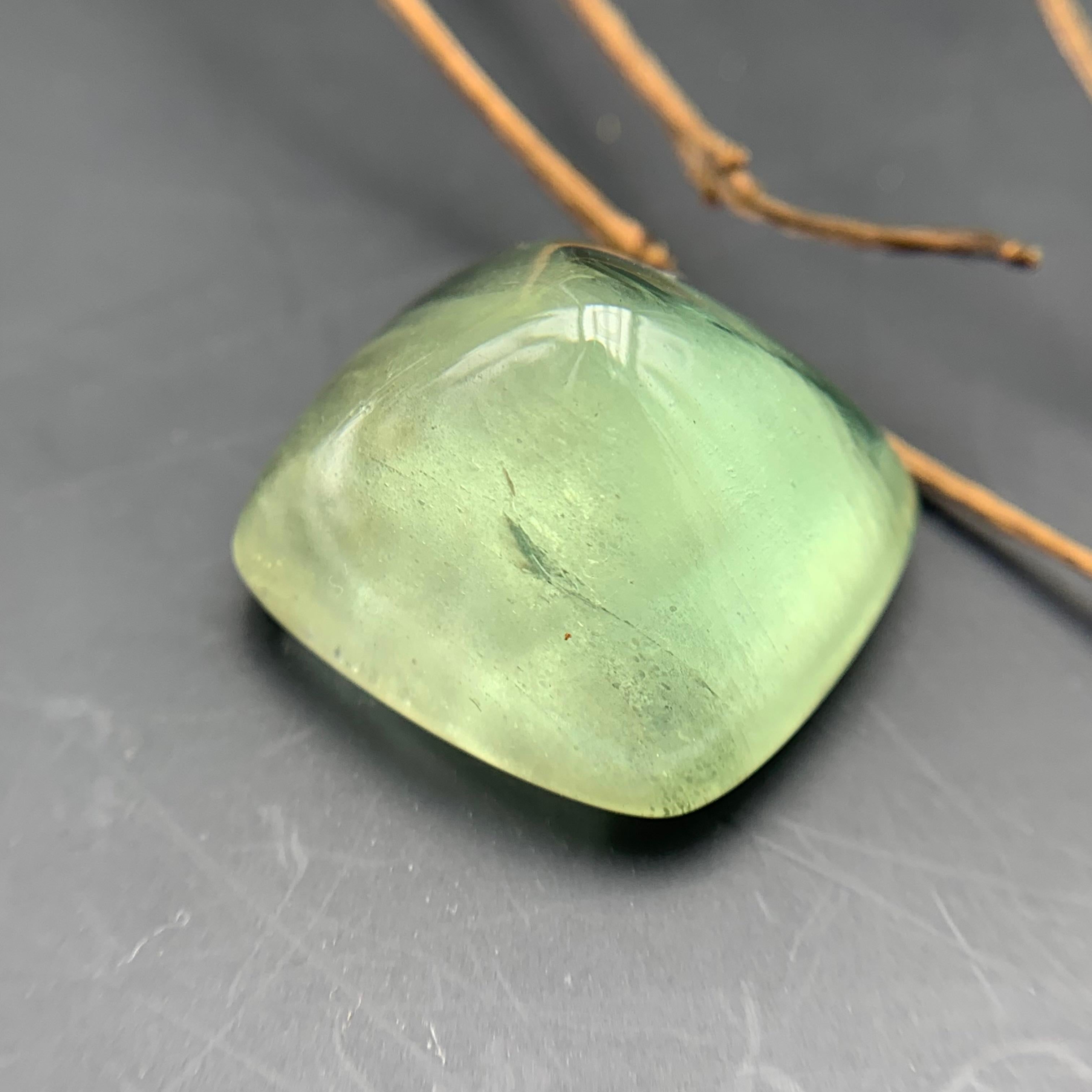 Women's or Men's Natural Pale Green Beryl Ring Pendant Loose Gemstone Sugarloaf Cabochon 23.05Ct For Sale