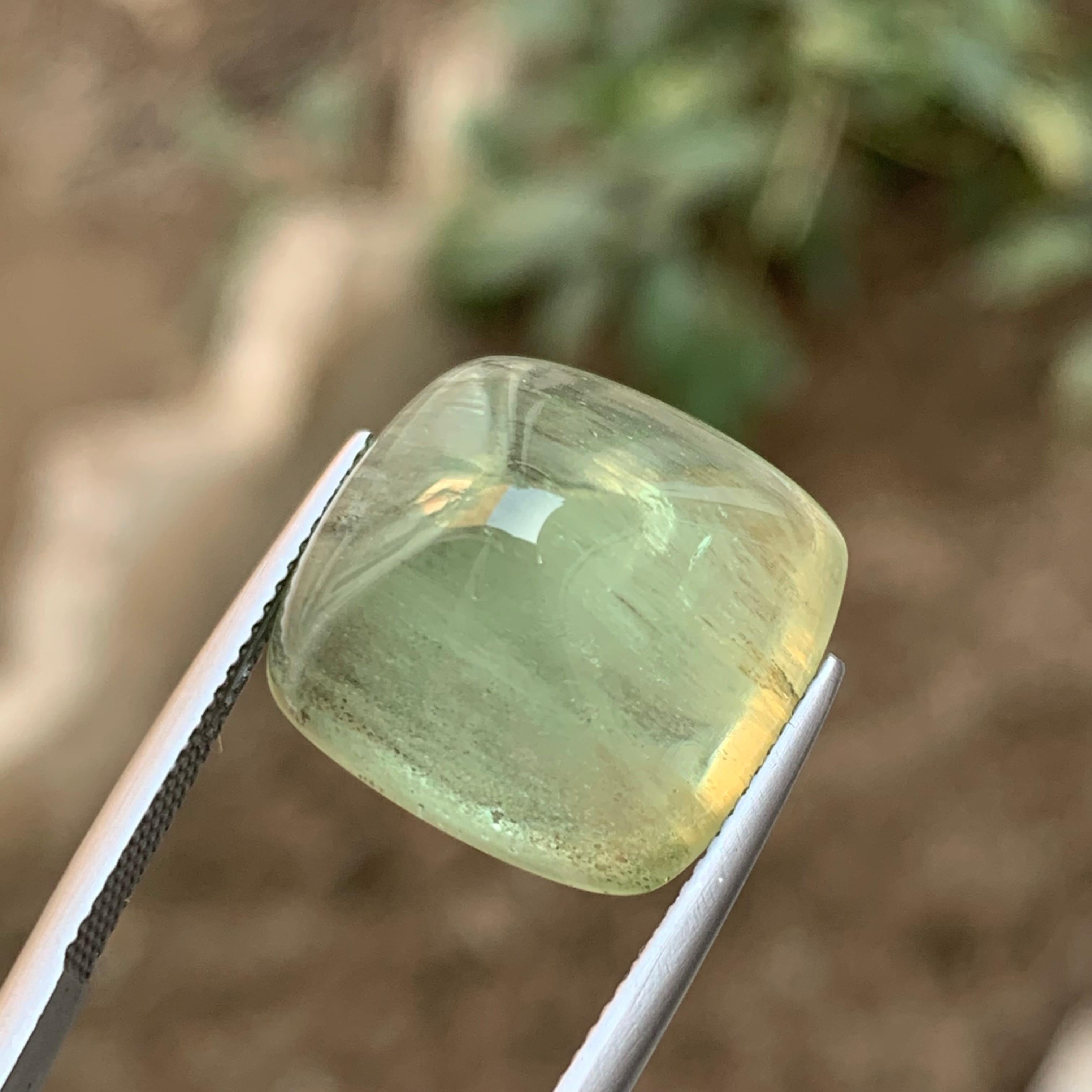 Natural Pale Green Beryl Ring Pendant Loose Gemstone Sugarloaf Cabochon 23.05Ct For Sale 1