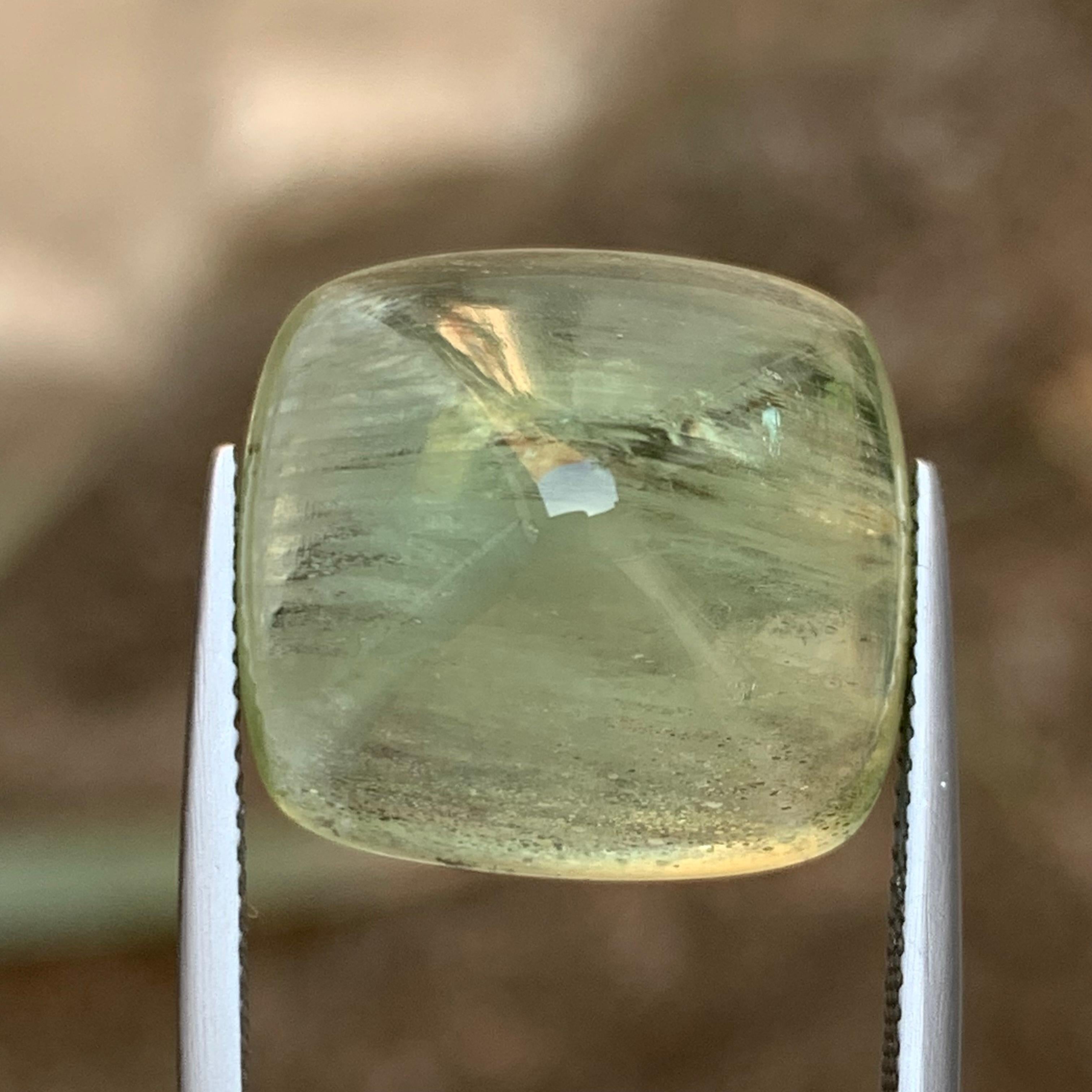 Natural Pale Green Beryl Ring Pendant Loose Gemstone Sugarloaf Cabochon 23.05Ct For Sale 2