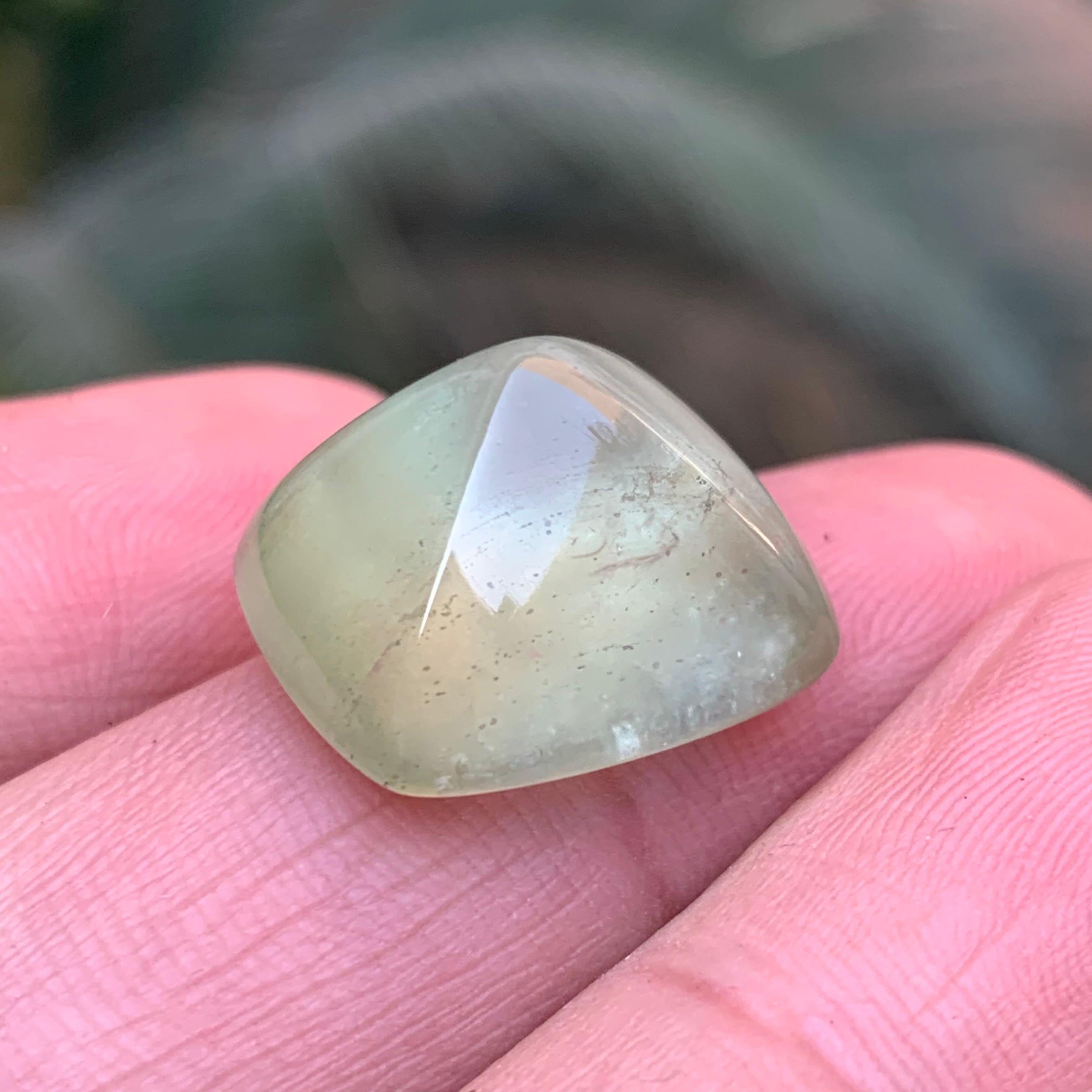Natural Pale Green Beryl Ring Pendant Loose Gemstone Sugarloaf Cabochon 23.05Ct For Sale 3