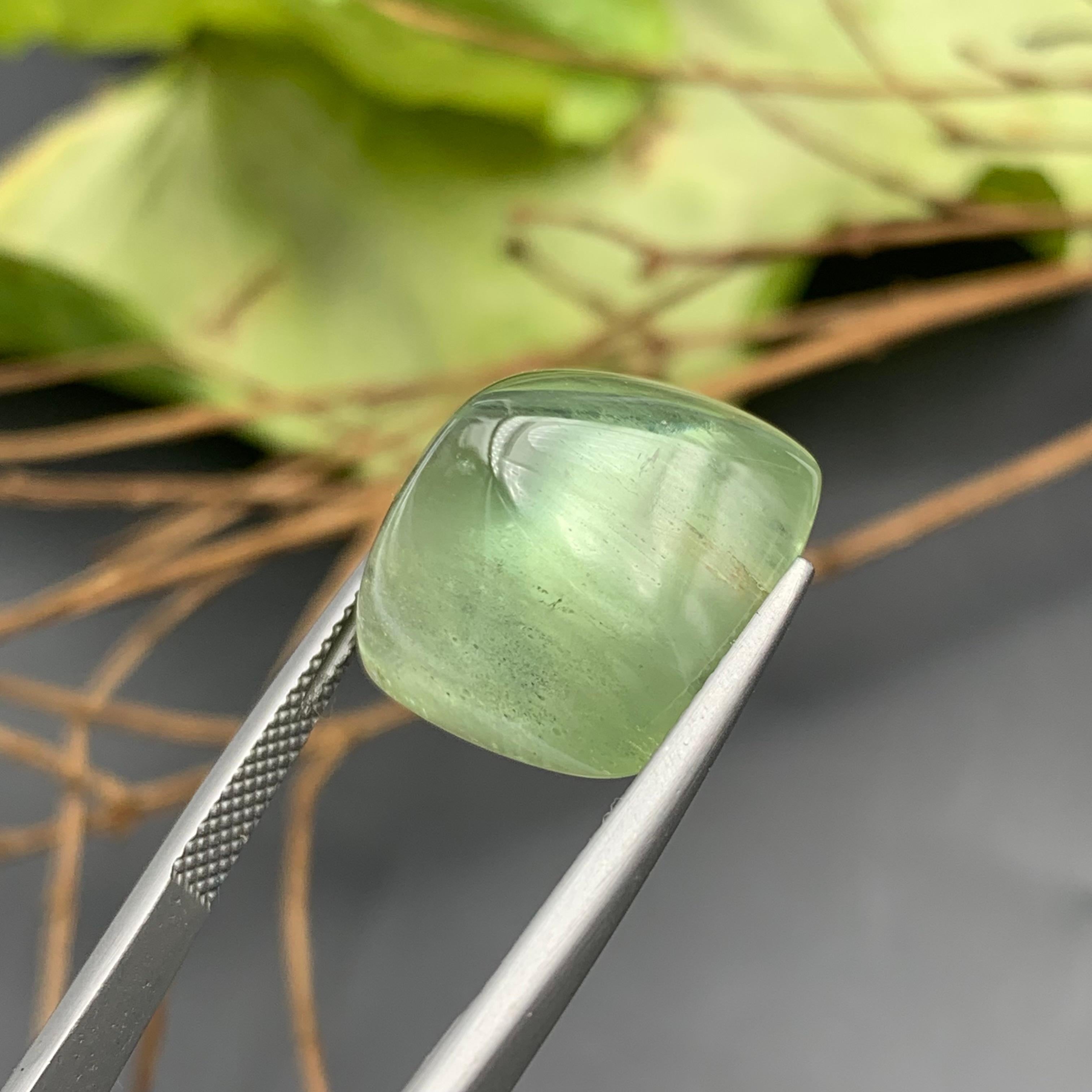 Natural Pale Green Beryl Ring Pendant Loose Gemstone Sugarloaf Cabochon 23.05Ct For Sale 4