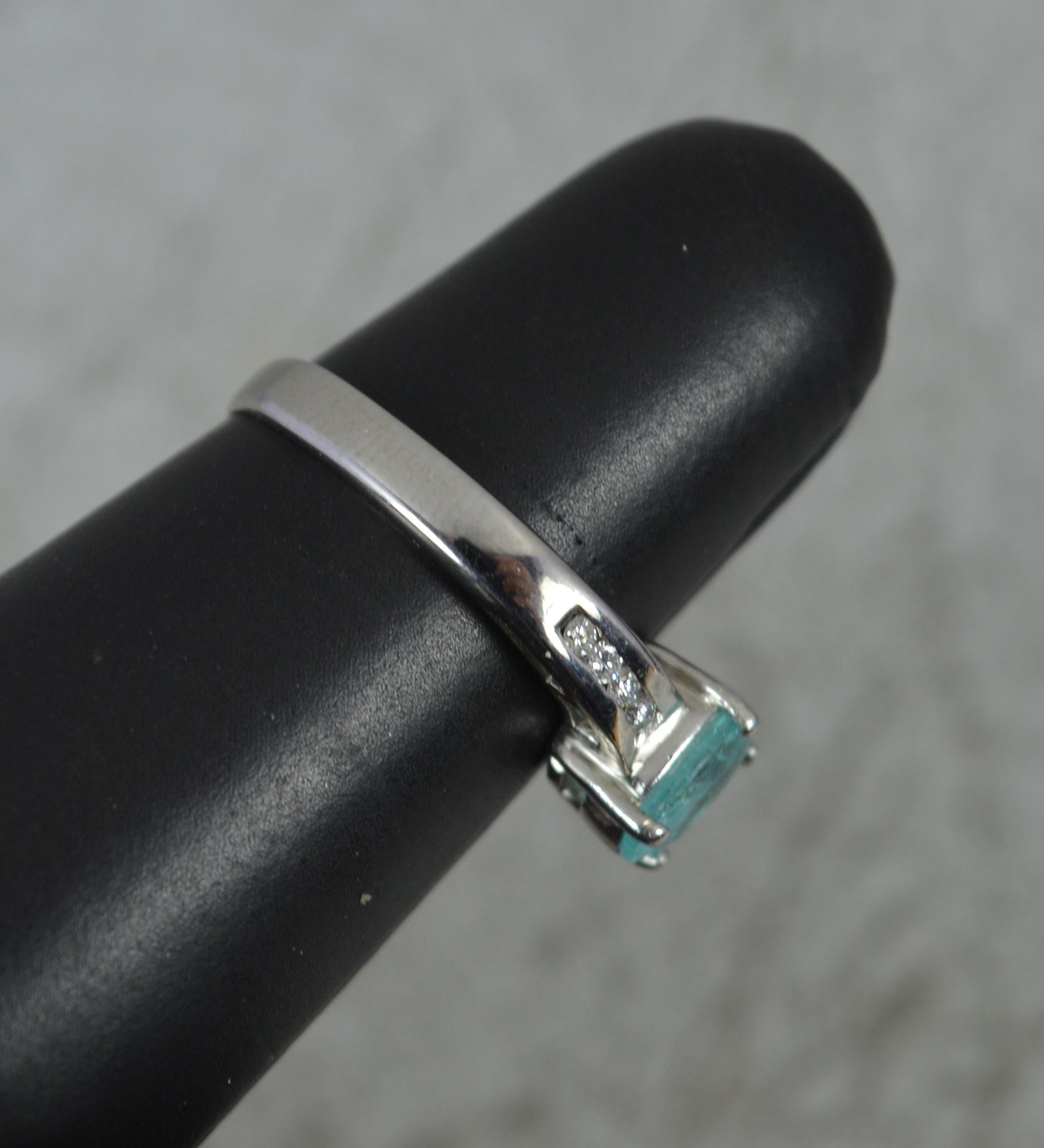 Natural Paraiba Tourmaline and Diamond 18ct White Gold Ring For Sale 2
