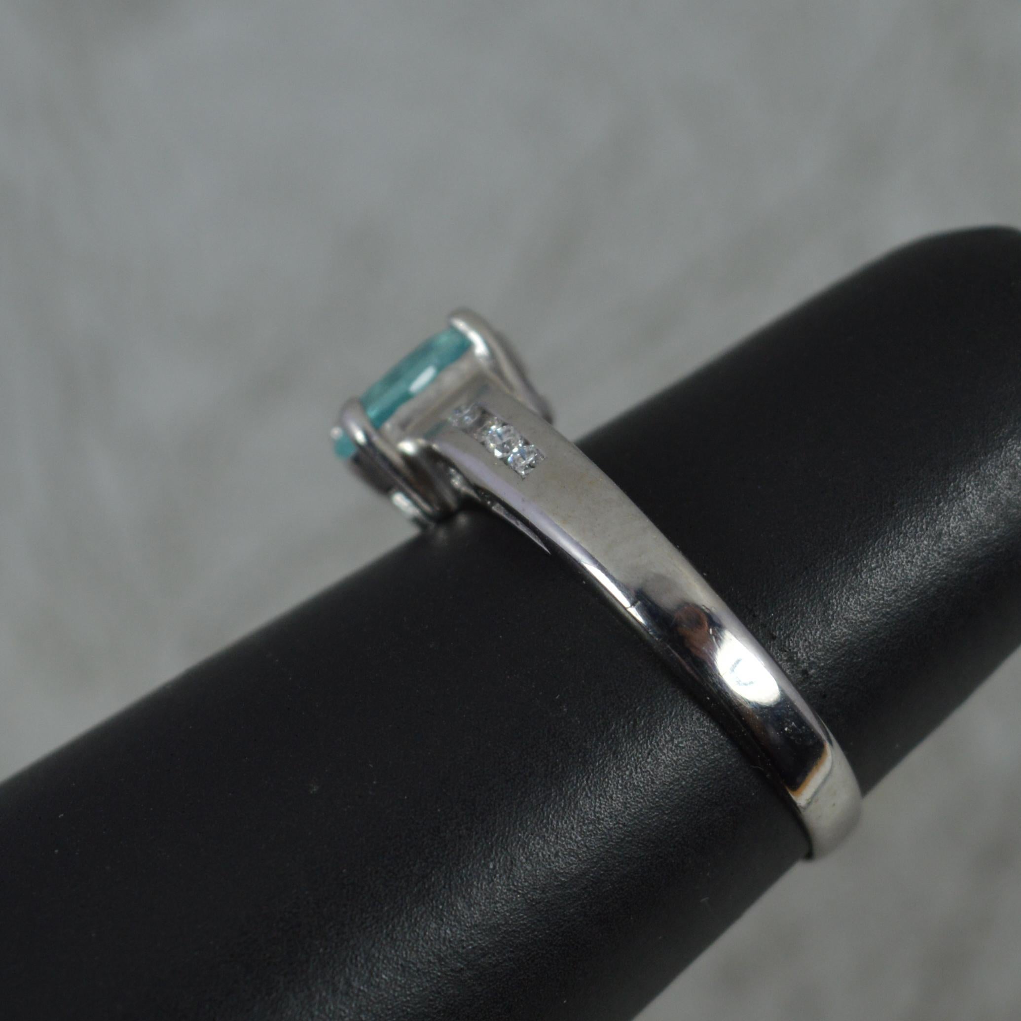Women's Natural Paraiba Tourmaline and Diamond 18ct White Gold Ring For Sale
