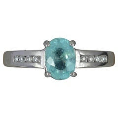 Natural Paraiba Tourmaline and Diamond 18ct White Gold Ring