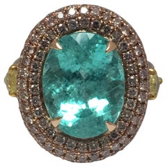 Natural Paraiba Tourmaline and Diamonds Ring