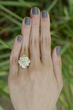 Natural Paraiba Tourmaline Diamond Cocktail Ring Ballerina 3 Carat Yellow Gold