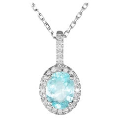 Natural Paraiba Tourmaline Gemstone 0.59 carats in 14KWG Pendant with Diamonds