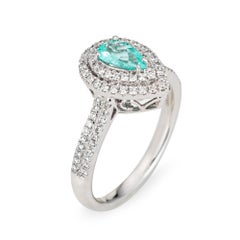 Natural Paraiba Tourmaline Ring Diamond Sz 8.25 Estate CERT Platinum Jewelry