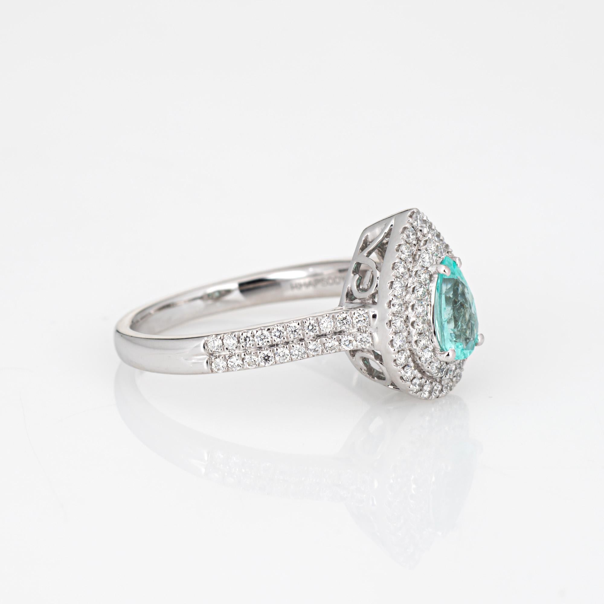 Contemporary Natural Paraiba Tourmaline Ring Diamond Sz 8.25 Estate CERT Platinum Jewelry For Sale