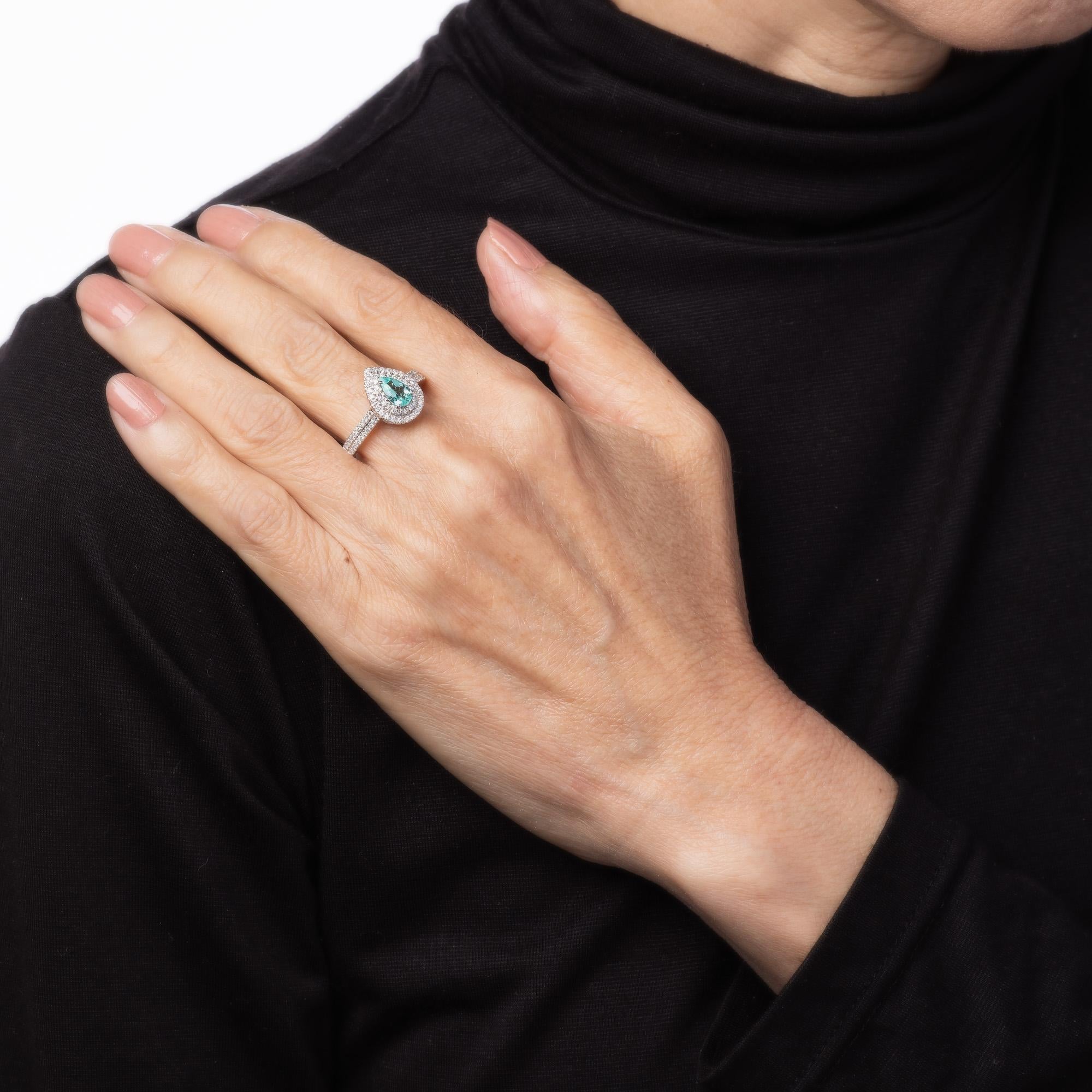 Women's Natural Paraiba Tourmaline Ring Diamond Sz 8.25 Estate CERT Platinum Jewelry For Sale