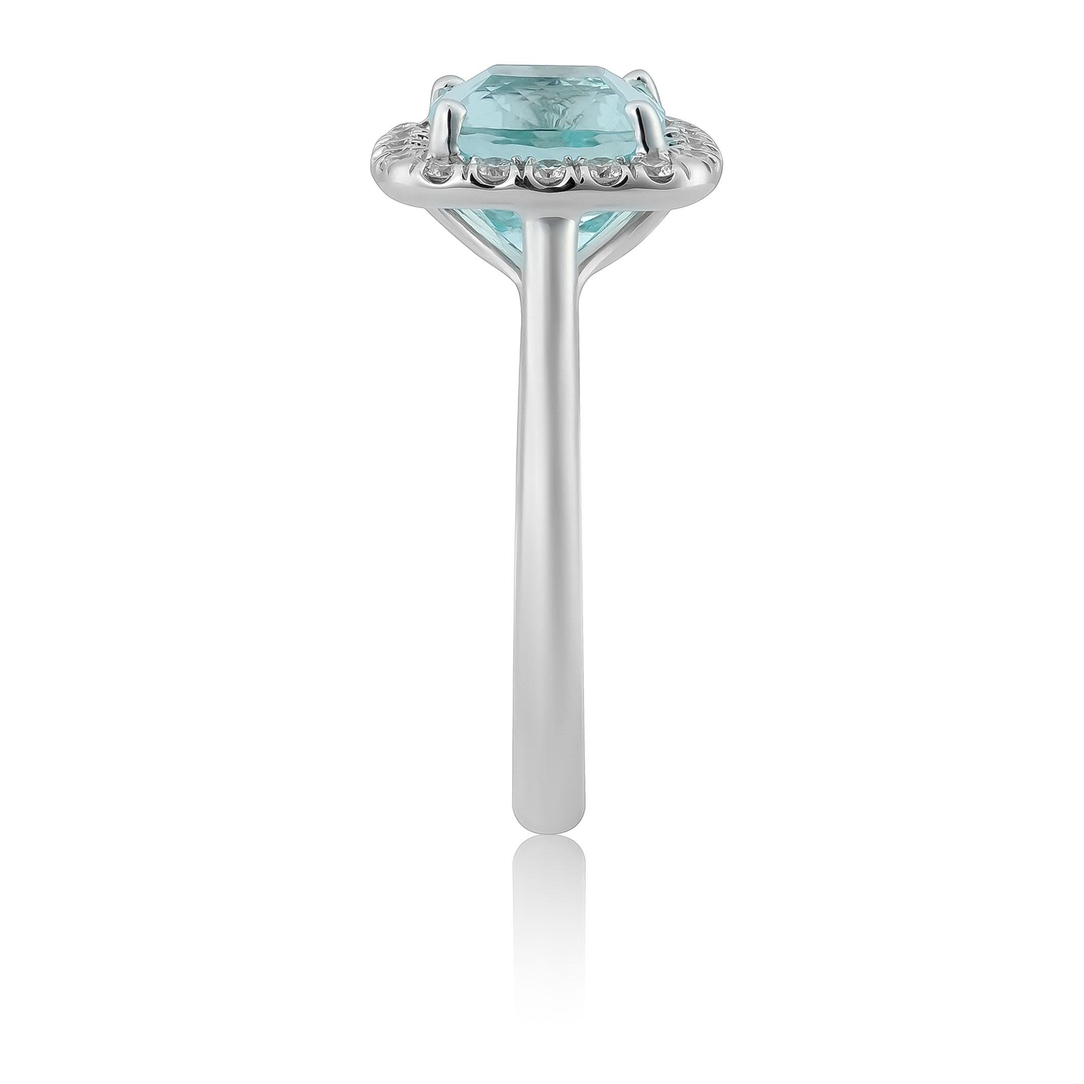 Natural Paraiba Tourmaline Stone 2.73cts in 14K White Gold Ring w Dia/GIA Report Pour femmes en vente