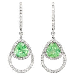 Boucles d'oreilles en or 18 carats avec diamants et tourmaline Paraiba naturelle de 3,13 carats, rapports GIA