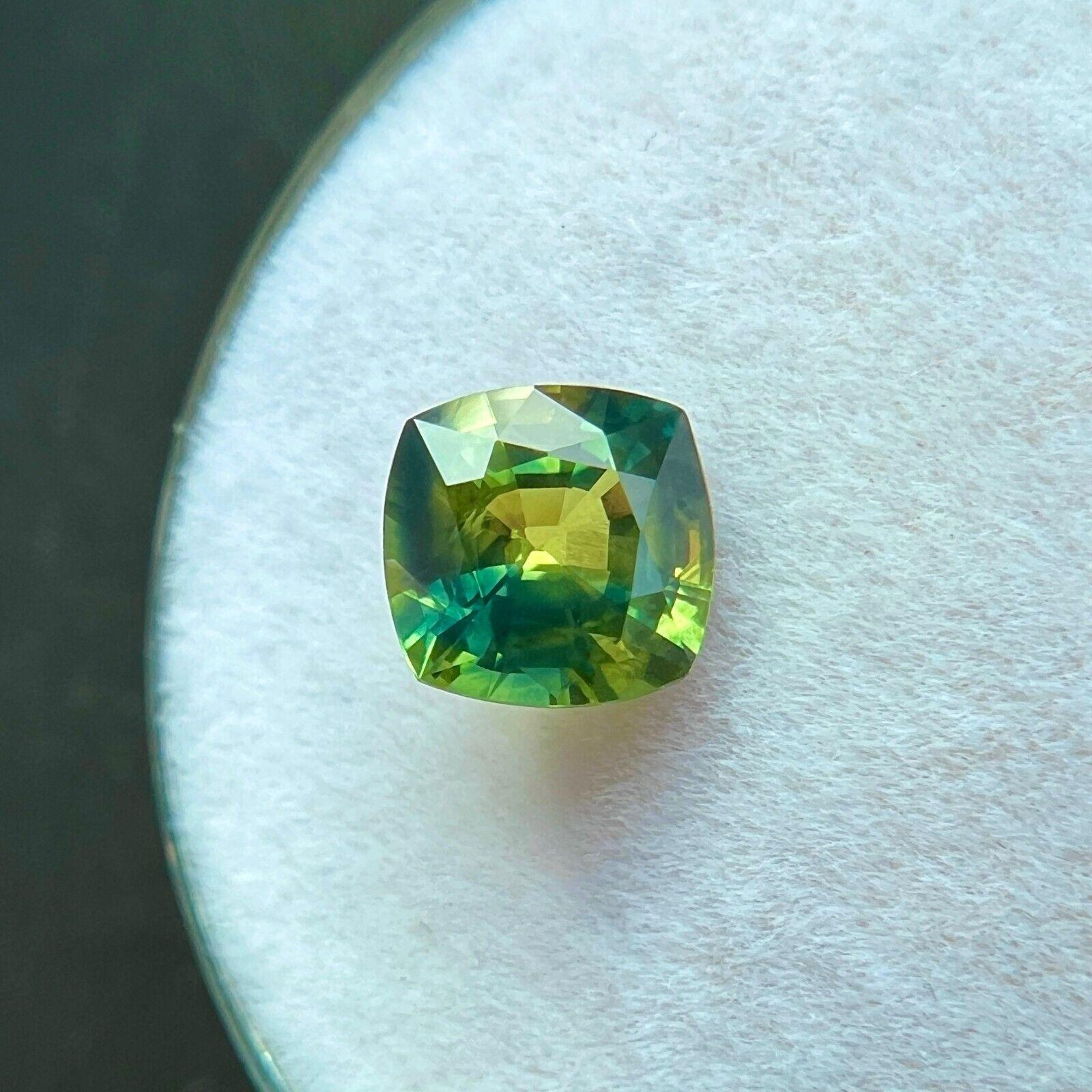 Natural Parti Bi Colour Sapphire 1.17ct Cushion Cut Australian Blue Green Yellow For Sale 1