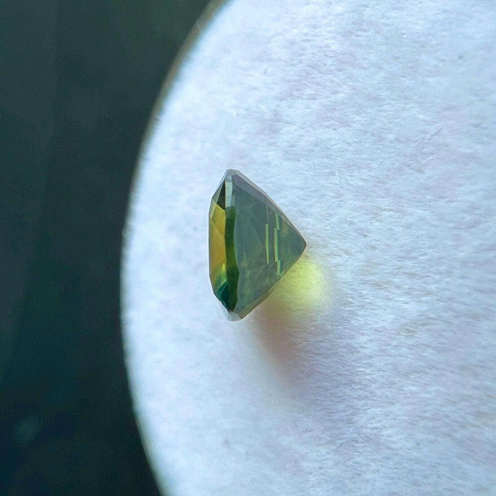 Natural Parti Bi Colour Sapphire 1.17ct Cushion Cut Australian Blue Green Yellow For Sale 2