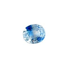 Natural Parti Colour Ceylon Sapphire Blue White 0.93ct Oval Cut Gem 6.2x5.3mm