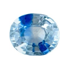 Natural Parti Colour Ceylon Sapphire Blue White 0.93ct Oval Cut Gem 6.2x5.3mm
