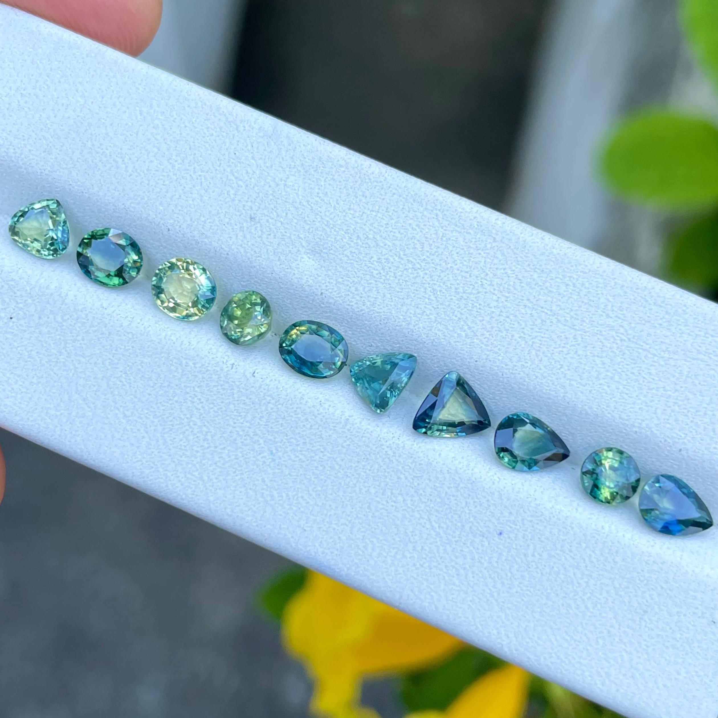 Weight 6.40 carats 
No. of Pieces 10 
Origin Madagascar 
Clarity VVS to eye clean 
Treatment Heated 





Elevate your gemstone collection with our exquisite Parti Sapphire 10-piece lot from Madagascar. Each gemstone in this rare collection boasts