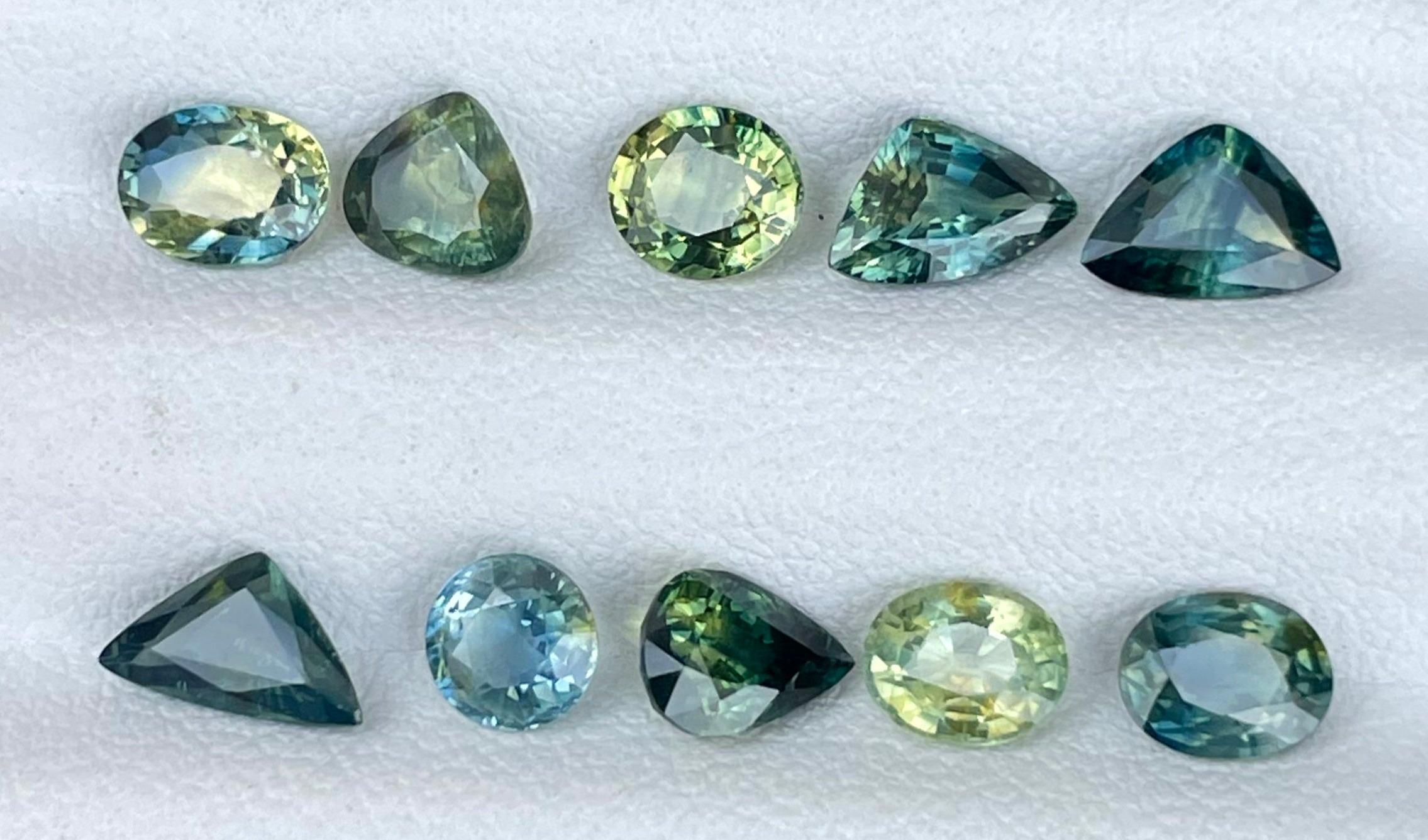 Weight 6.90 carats 
No. of Pieces 10 pieces 
Treatment heated 
Origin Madagascar 
Clarity VVS (Very, Very Slightly Included)



Elevate your jewelry collection with our exclusive 10-piece Sapphire Gemstones Lot, totaling an impressive 6.90 carats,