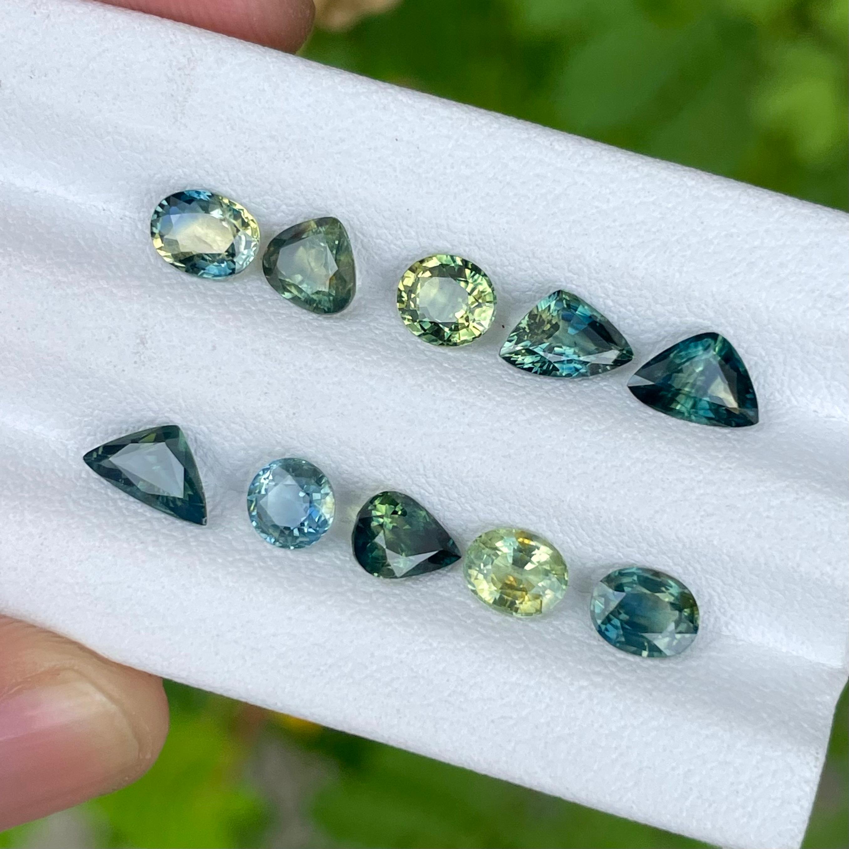 Modern Natural Parti Sapphire 6.90 carats 10 Pieces Gemstones Lot from Madagascar