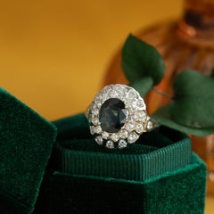 Natural Parti Sapphire and 1.25 Carat Total Weight Diamond Cocktail Ring, 18K