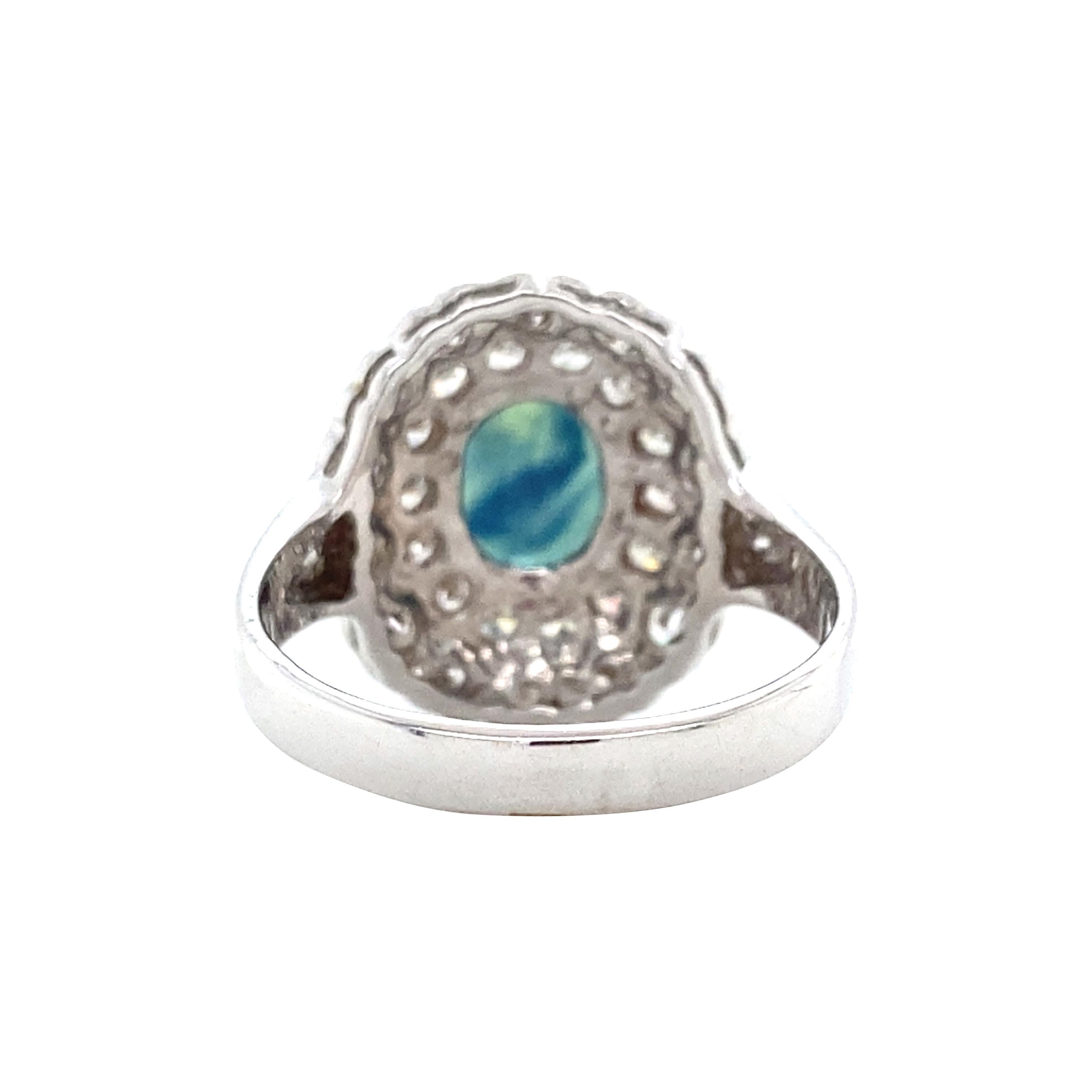 Women's Natural Parti Sapphire and 1.25 Carat Total Weight Diamond Cocktail Ring, 18K For Sale