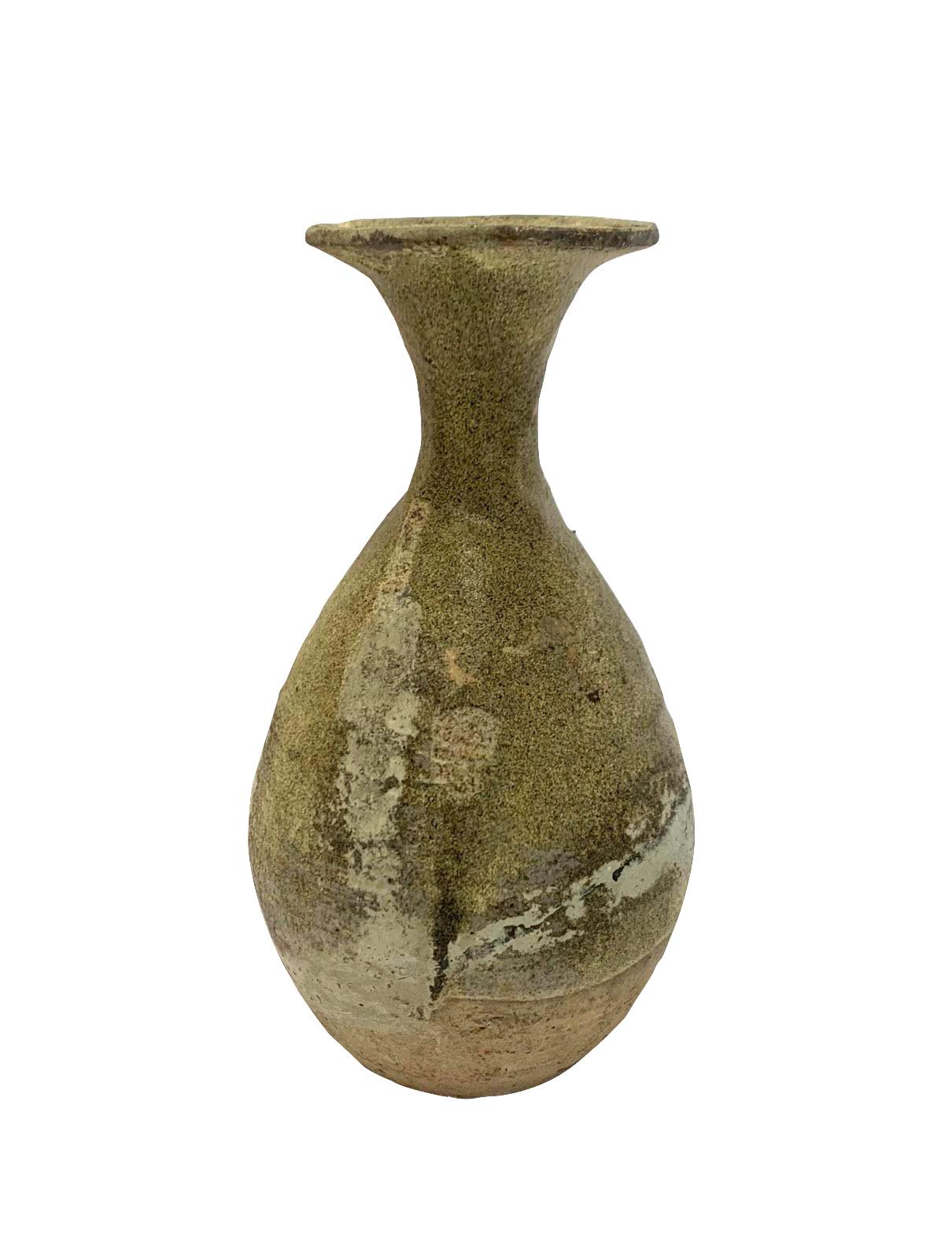 Natural Patina Tulip Shape Ceramic Parfum Vase, Thailand, 19th Century For Sale 1
