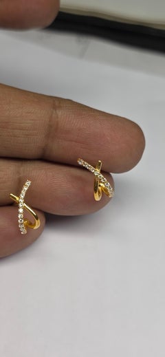 Nature Pave Diamond 14k Solid Gold Designer Earring Wedding Anniversary Ring.