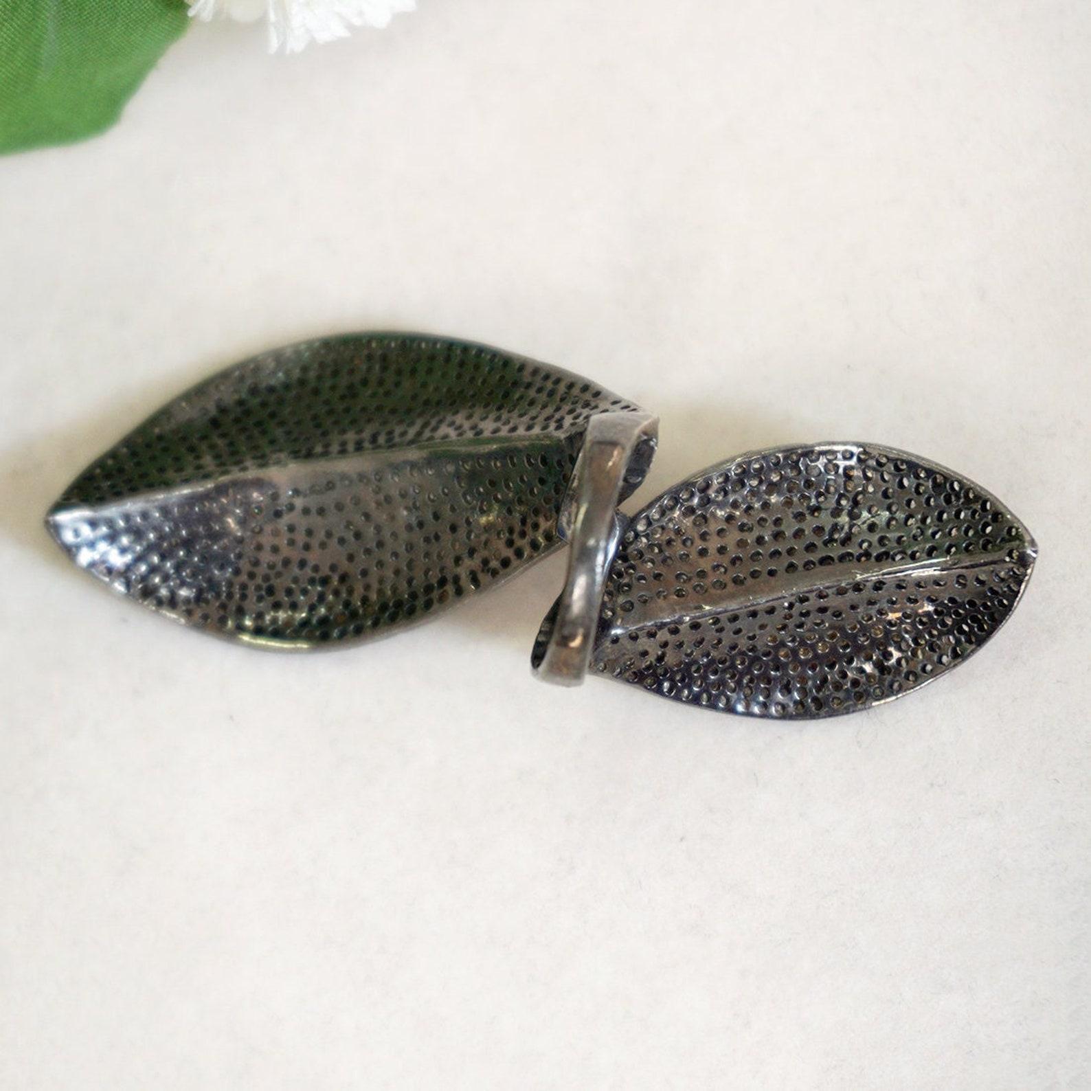 Round Cut Natural Pave Diamond 925 Sterling Silver Leaf Full Finger Shaped Ring Jewellery For Sale