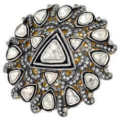 Natural Pave Diamond And Polki Ring 925 Sterling Silver Beautiful Ring For Women