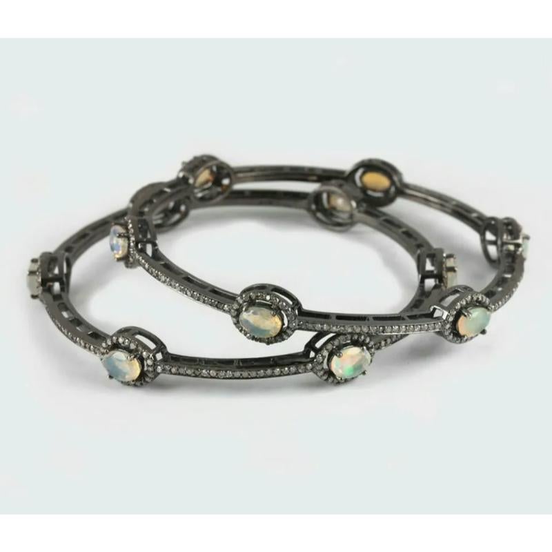 Natural Pave Diamond Bangle 925 Silver Ethiopian Opal Bangle Bracelet Fine Gift
Light weight can be worn everyday

Additional information:
Condition: New without tags: A brand-new, unused, and unworn item (including handmade items) that is not in