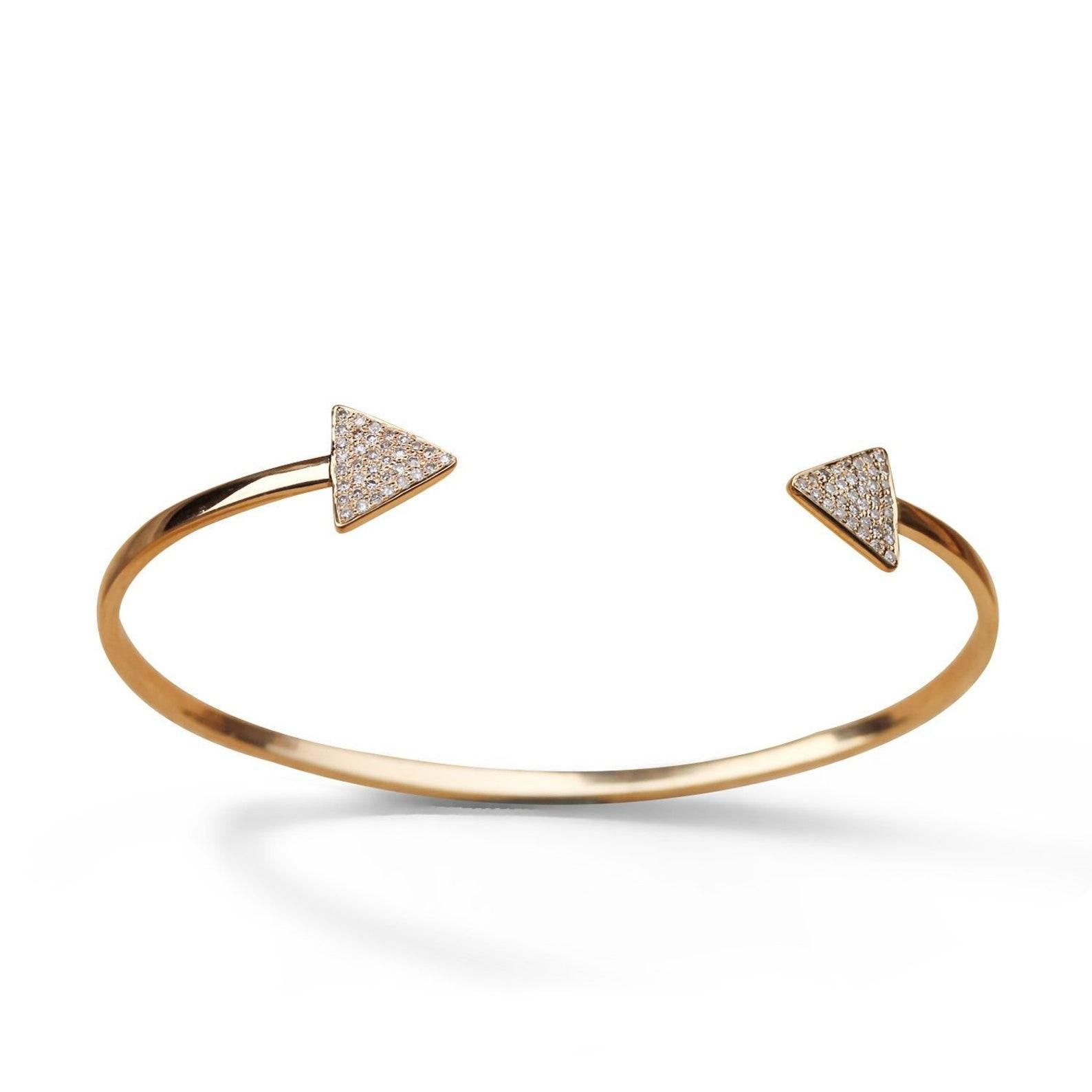 Art Deco Natural Pave Diamond Bracelet 14k Solid Gold Minimalist Bangle Bracelet For Her. For Sale