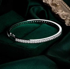 Pulsera de diamantes en pavé natural, pulsera rígida de plata de ley 925 para mujer.