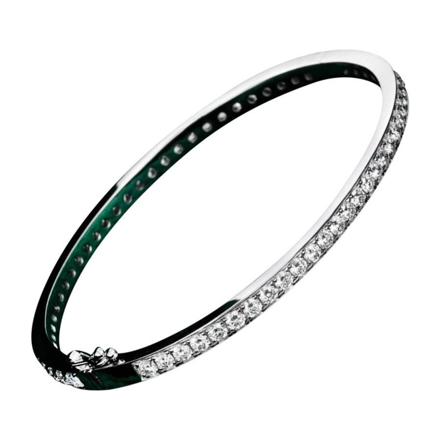 Natural Pave Diamond Bracelet 925 Sterling Silver Bangle Bracelet For Women.