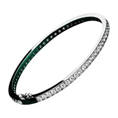 Pulsera de diamantes en pavé natural, pulsera rígida de plata de ley 925 para mujer.