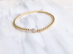 Natural Pave Diamond Bracelet 925 Sterling Silver Beaded Bracelet For Women.